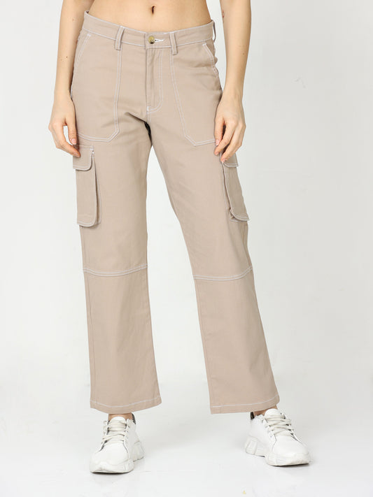 Classic Khaki Cargo Pants for Women