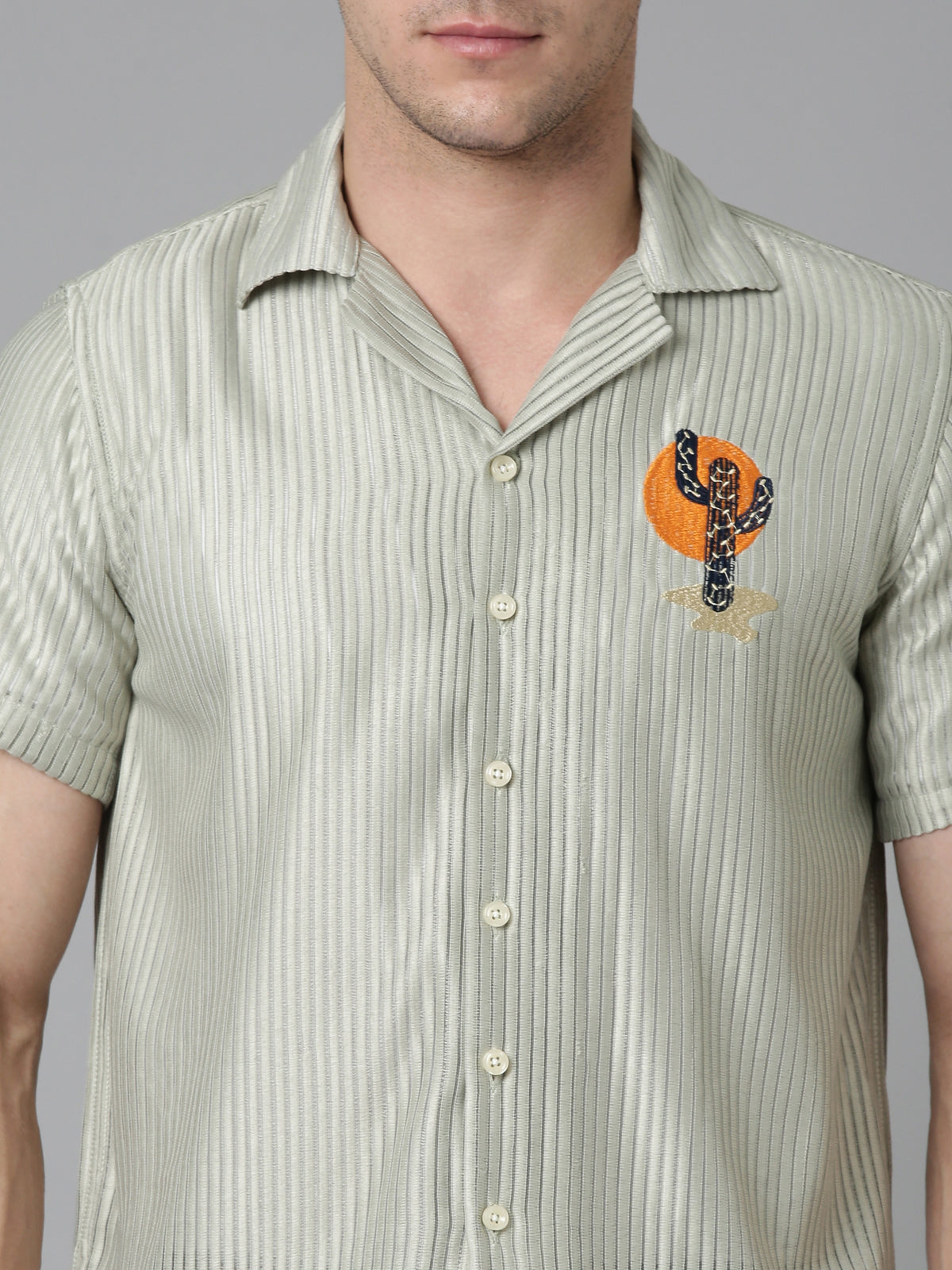 Men E Stripes Shirt - Fern
