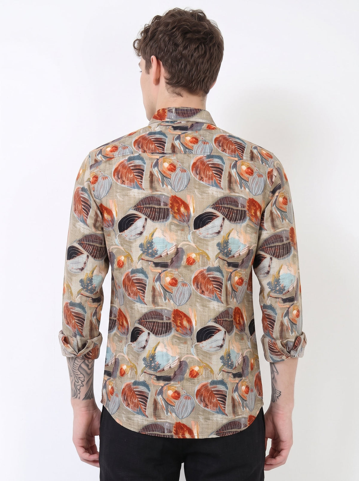 Brown Botanical Print Shirt