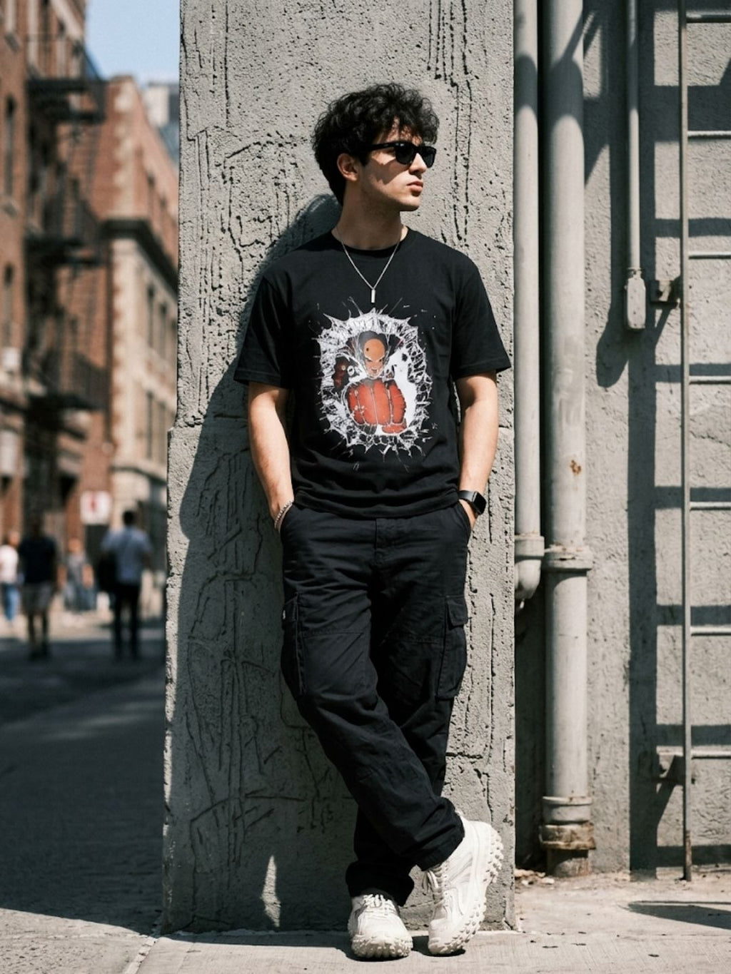 Black Round Neck Bio Wash Single Jersey