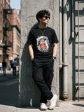 Black Round Neck Bio Wash Single Jersey