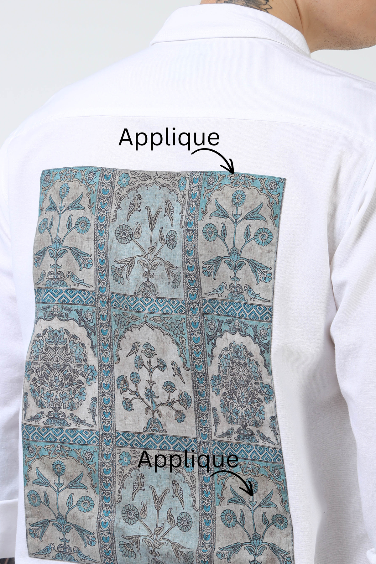 Men’s White Cotton Casual Shirt with Contrast Printed Pocket