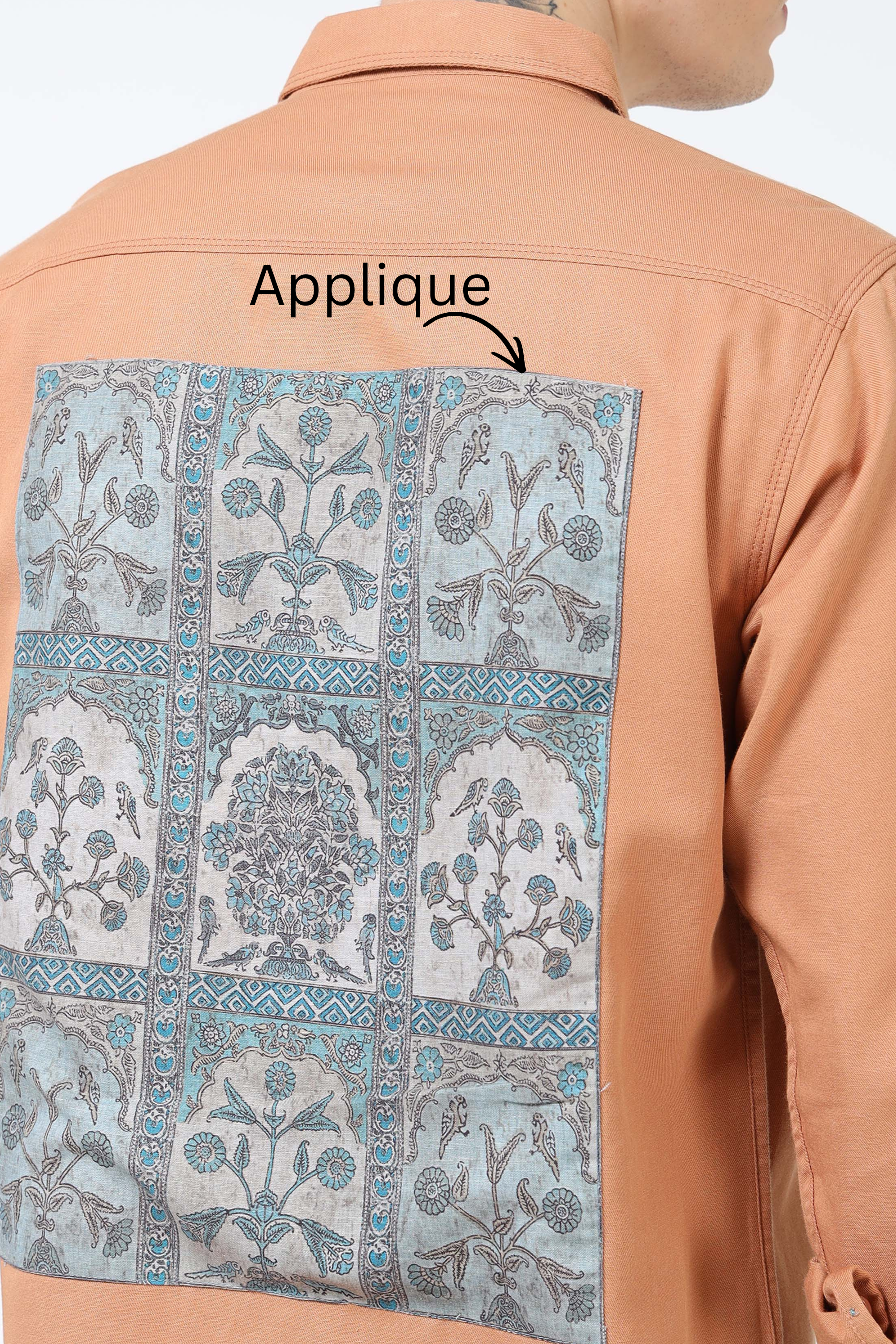 Men’s Rust Orange Cotton Casual Shirt with Contrast Printed Pocket