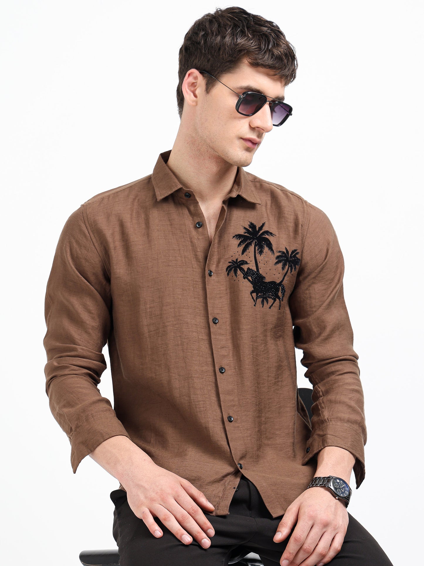 Artful Print Viscose-Lyocell Shirt