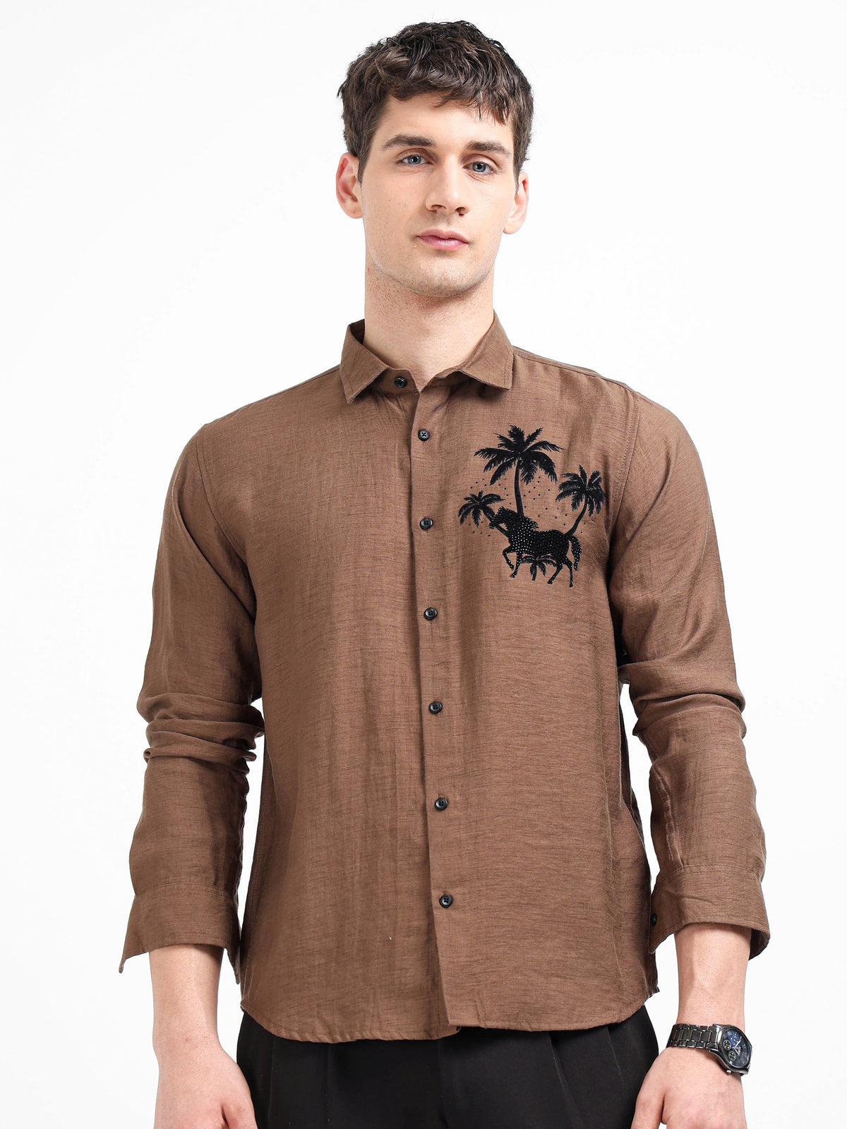 Artful Print Viscose-Lyocell Shirt
