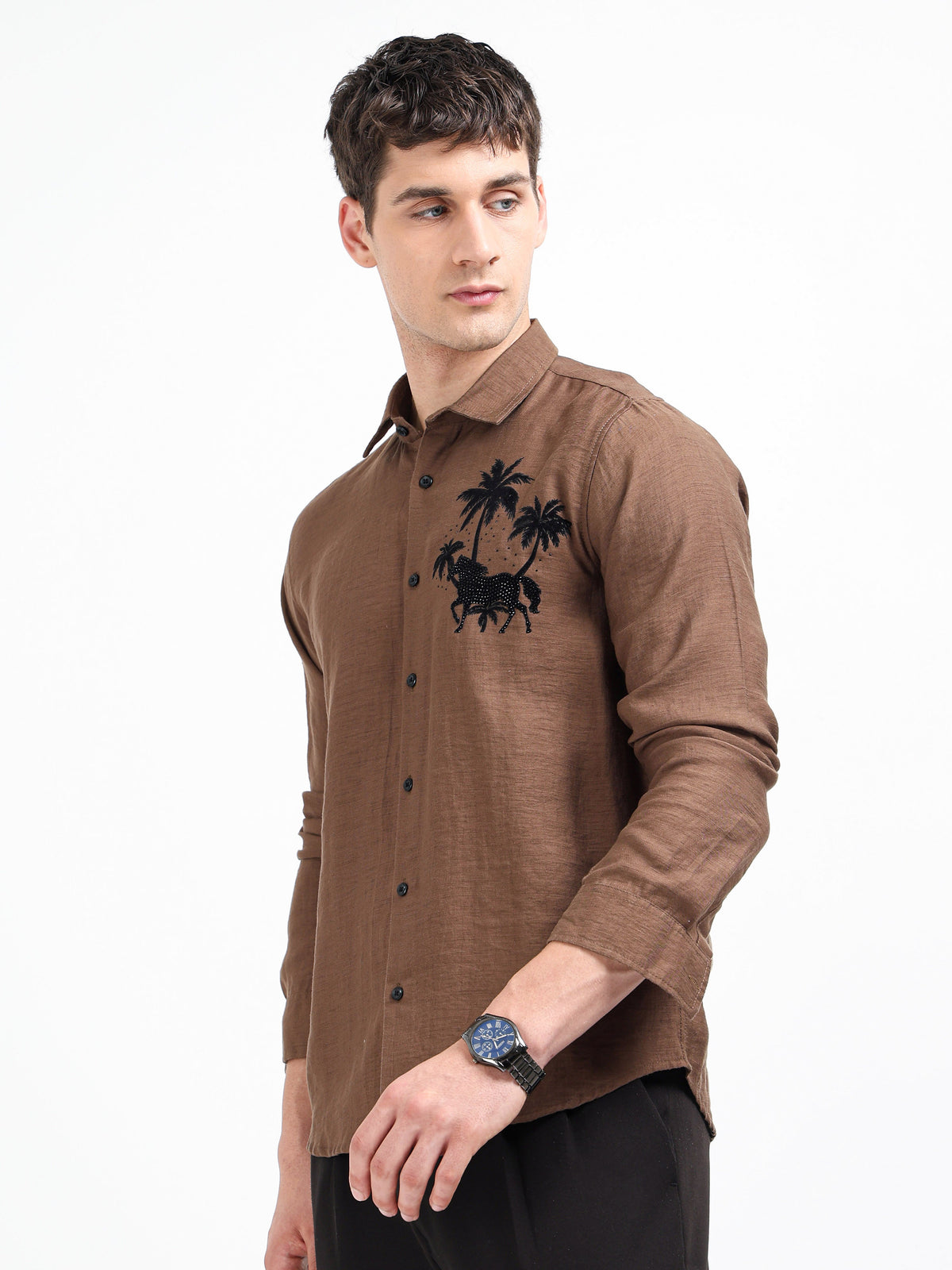 Artful Print Viscose-Lyocell Shirt