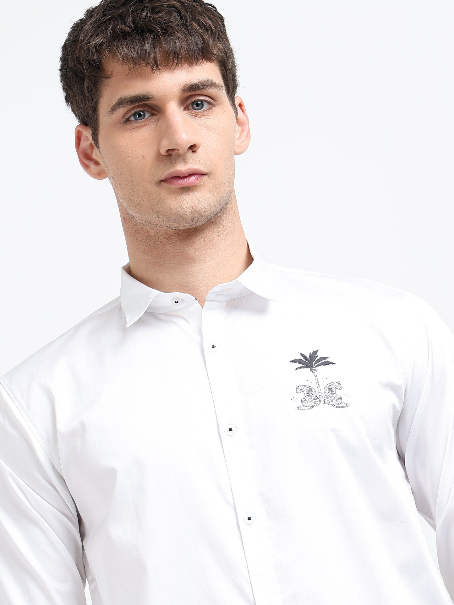 Artful Print Cotton Satin Shirt