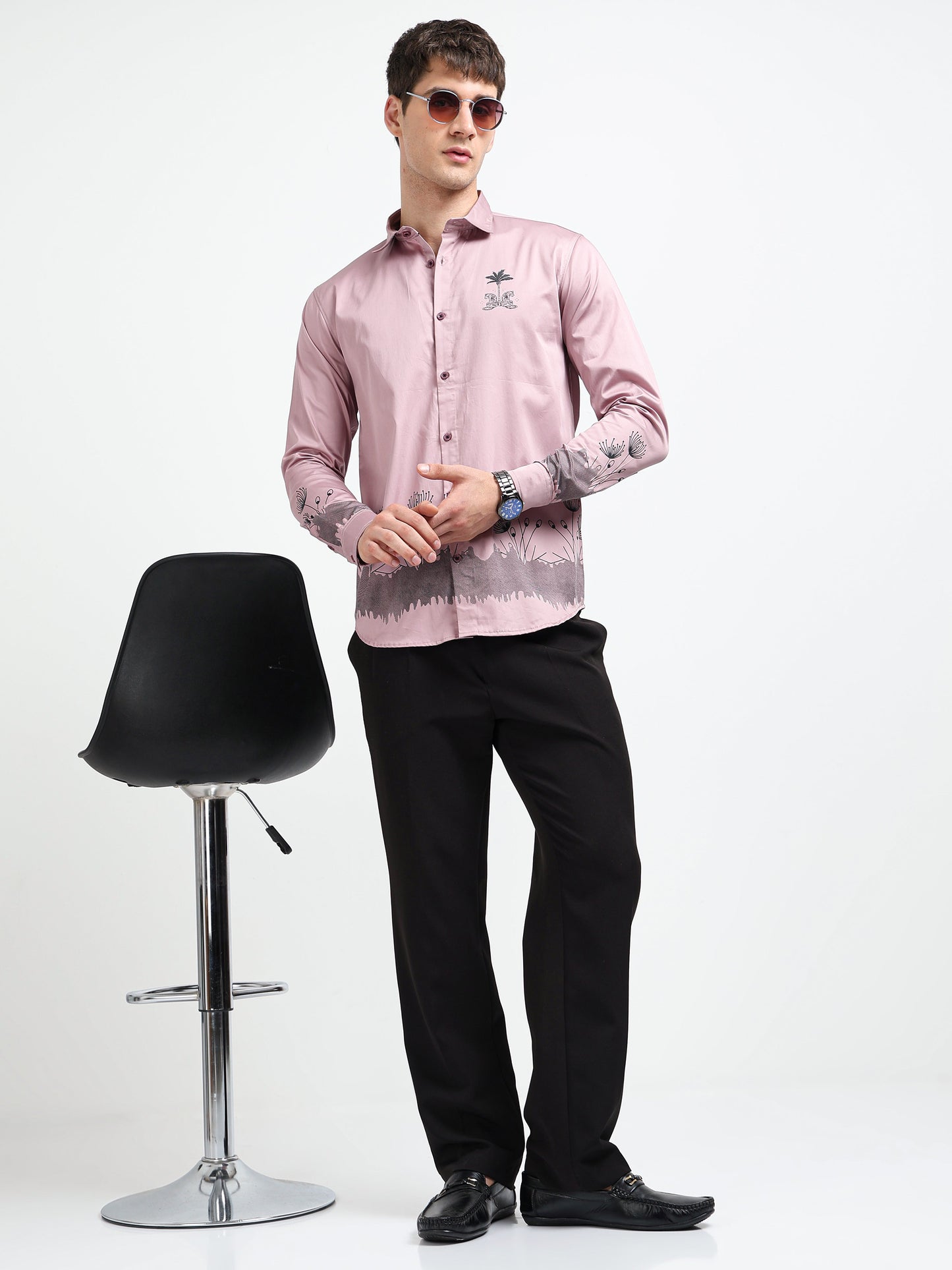 Artful Print Cotton Satin Shirt