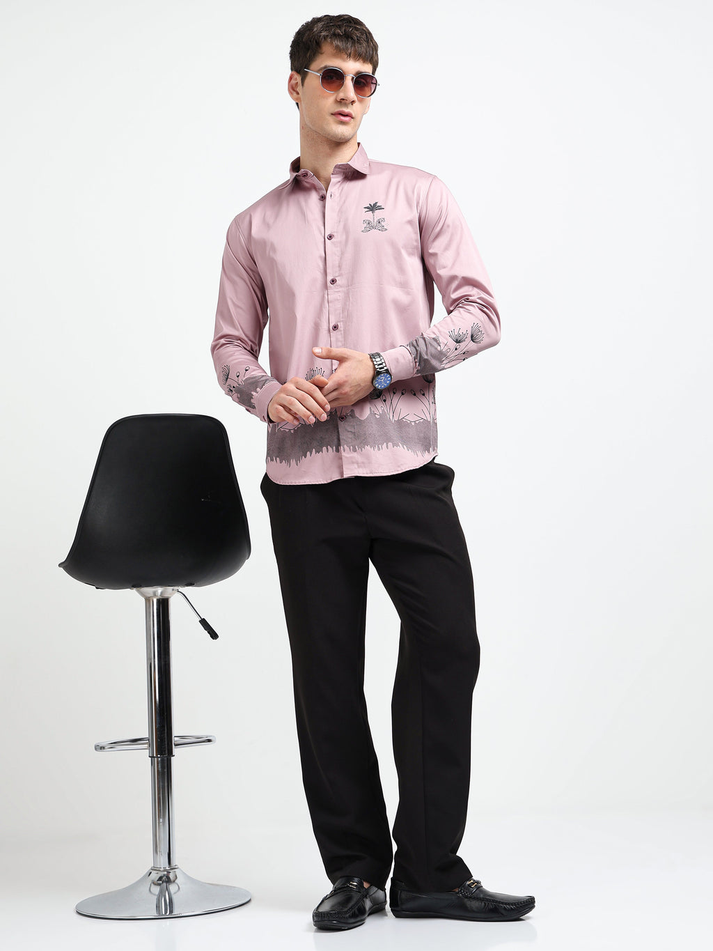 Artful Print Cotton Satin Shirt