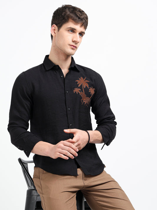 Artful Print Viscose-Lyocell Shirt