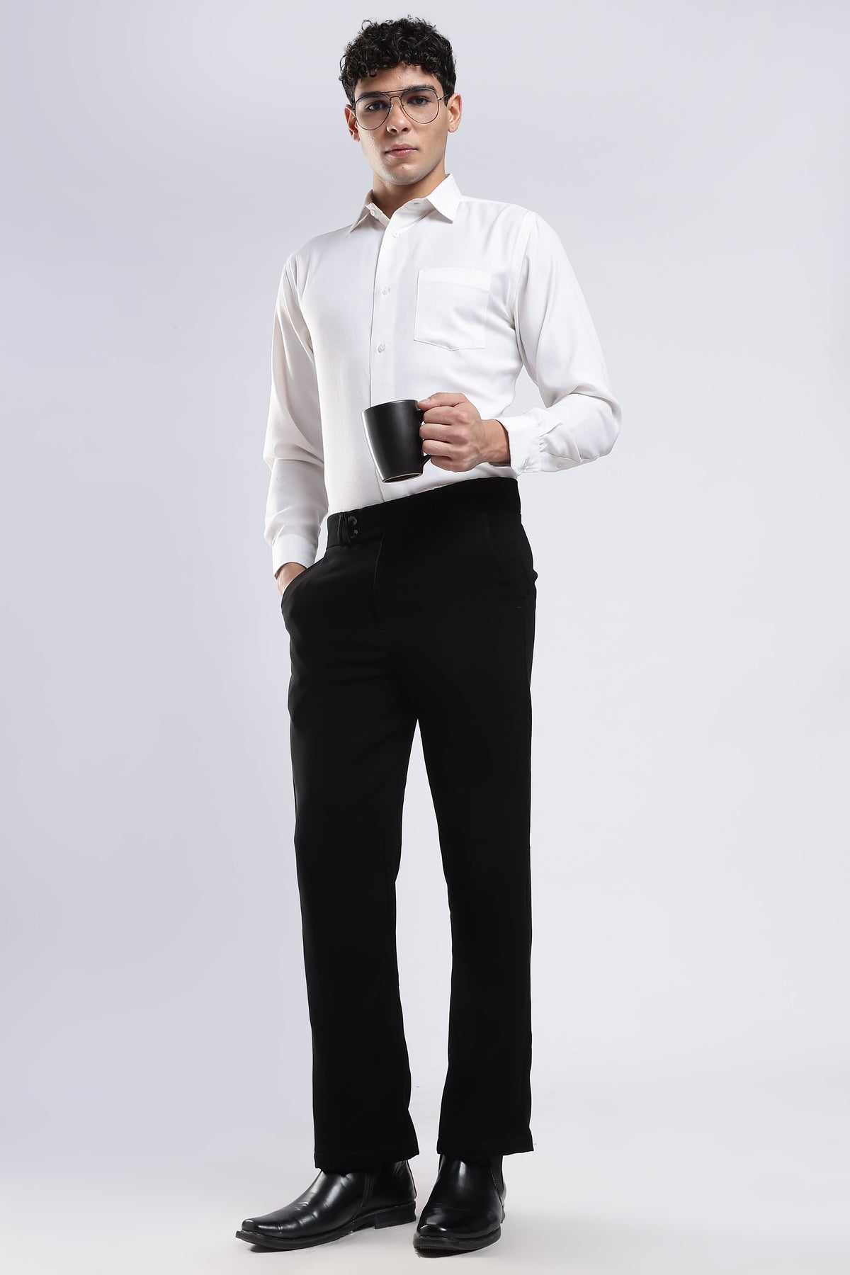 Men Japanese Boot Cut Pant-Black