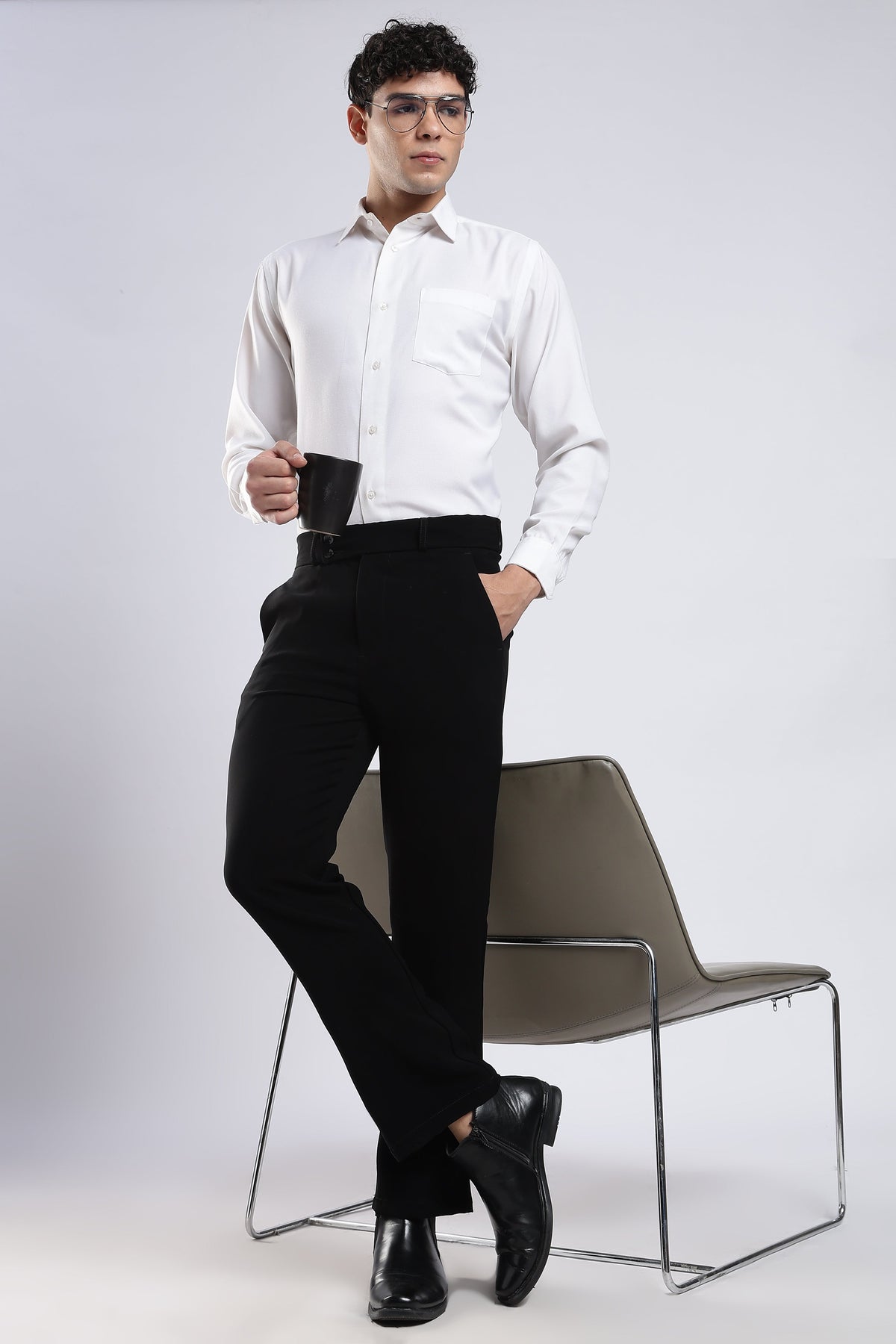 Men Japanese Boot Cut Pant-Black