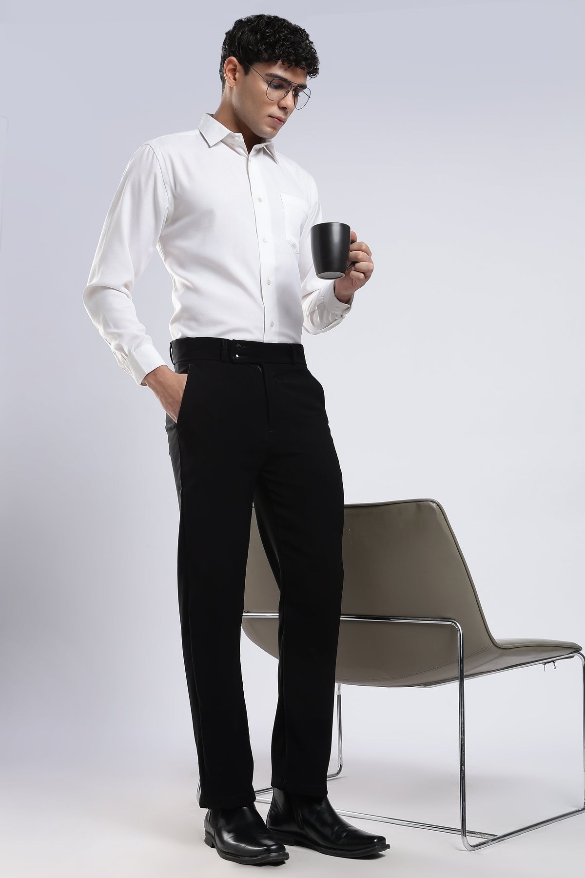 Men Japanese Boot Cut Pant-Black