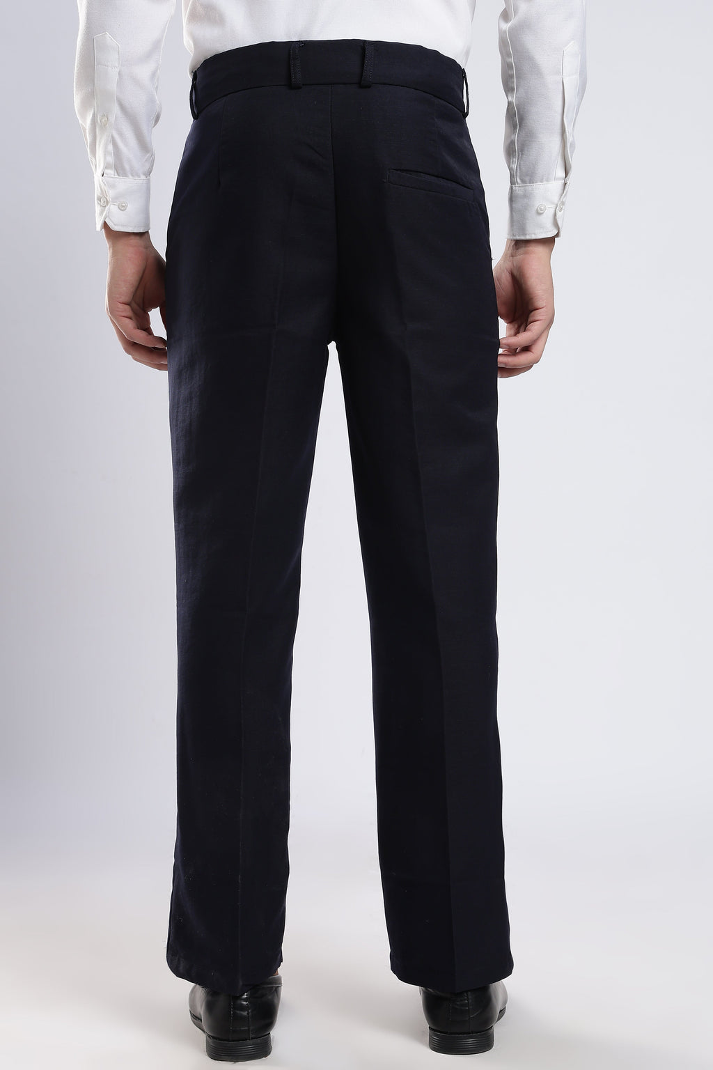 Men Boot Cut Linen Slub-Navy