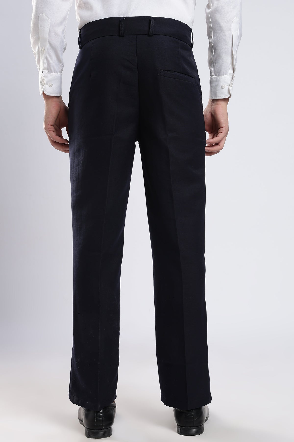Men Boot Cut Linen Slub-Navy