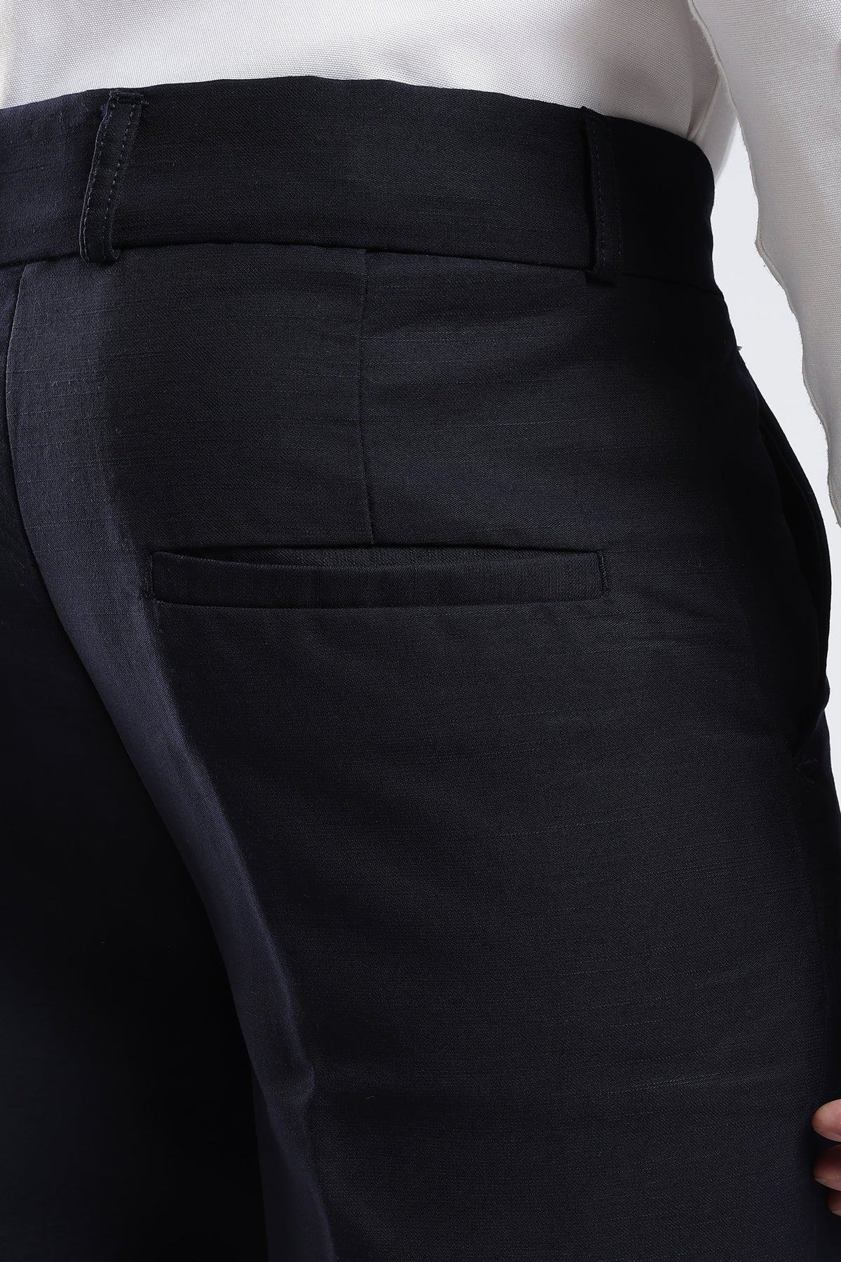 Men Boot Cut Linen Slub-Navy