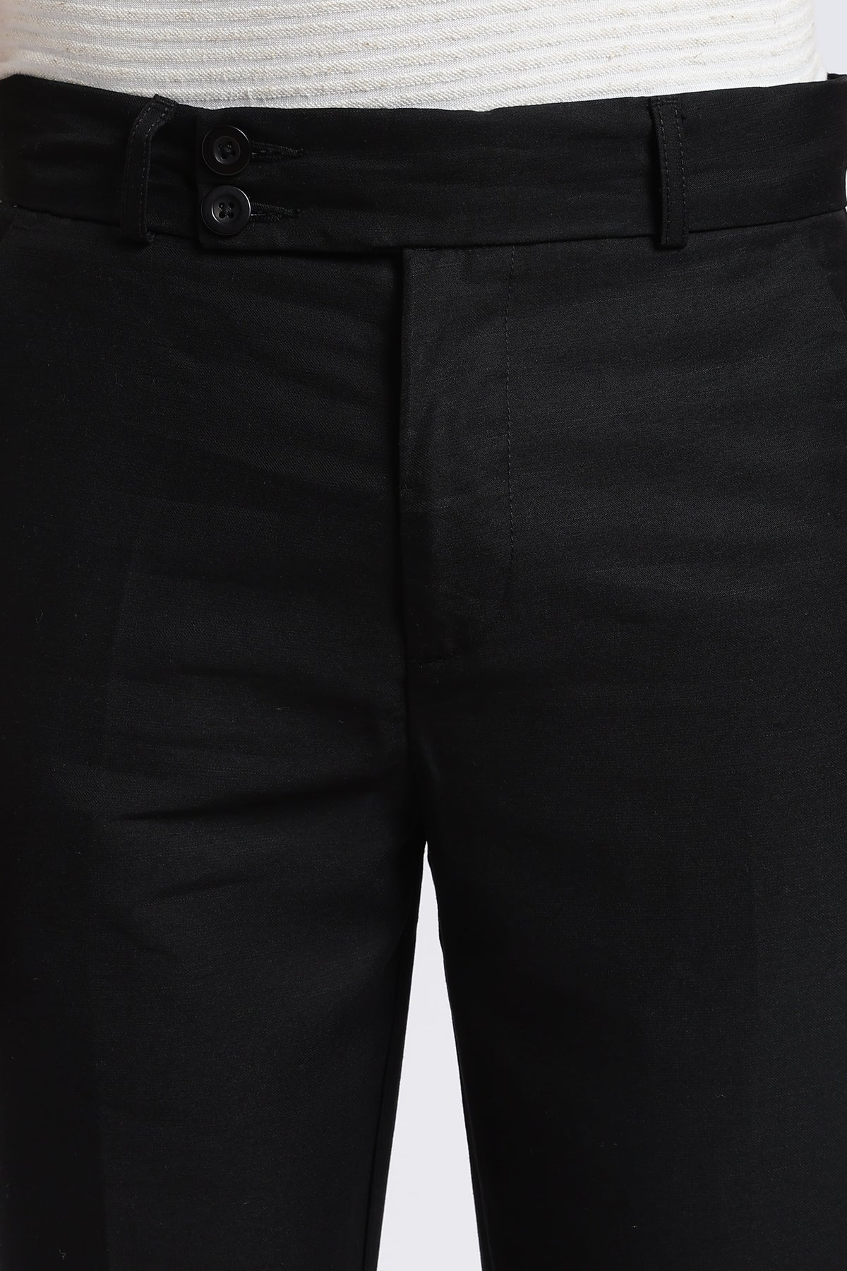 Men Boot Cut Linen Slub-Black