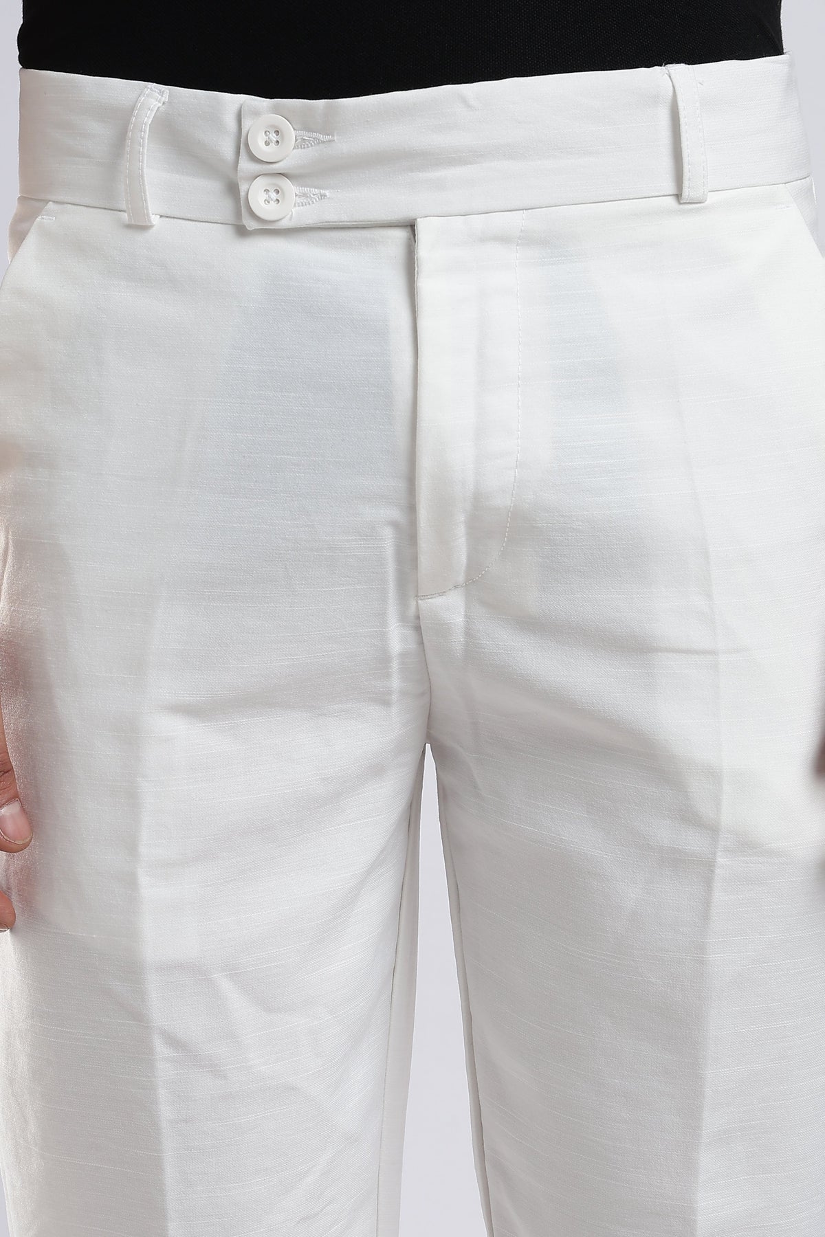 Men Boot Cut Linen Slub-White