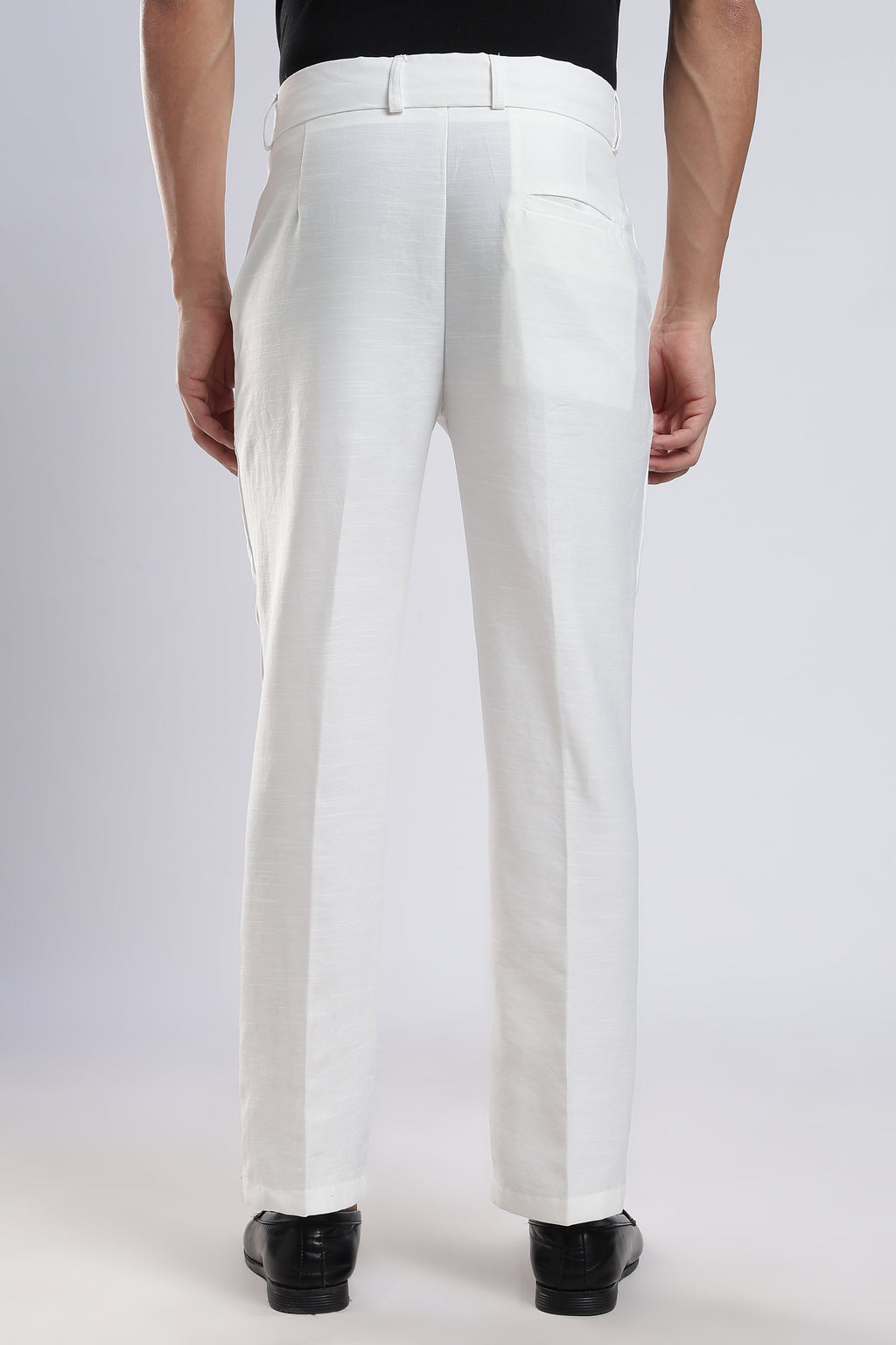Men Boot Cut Linen Slub-White