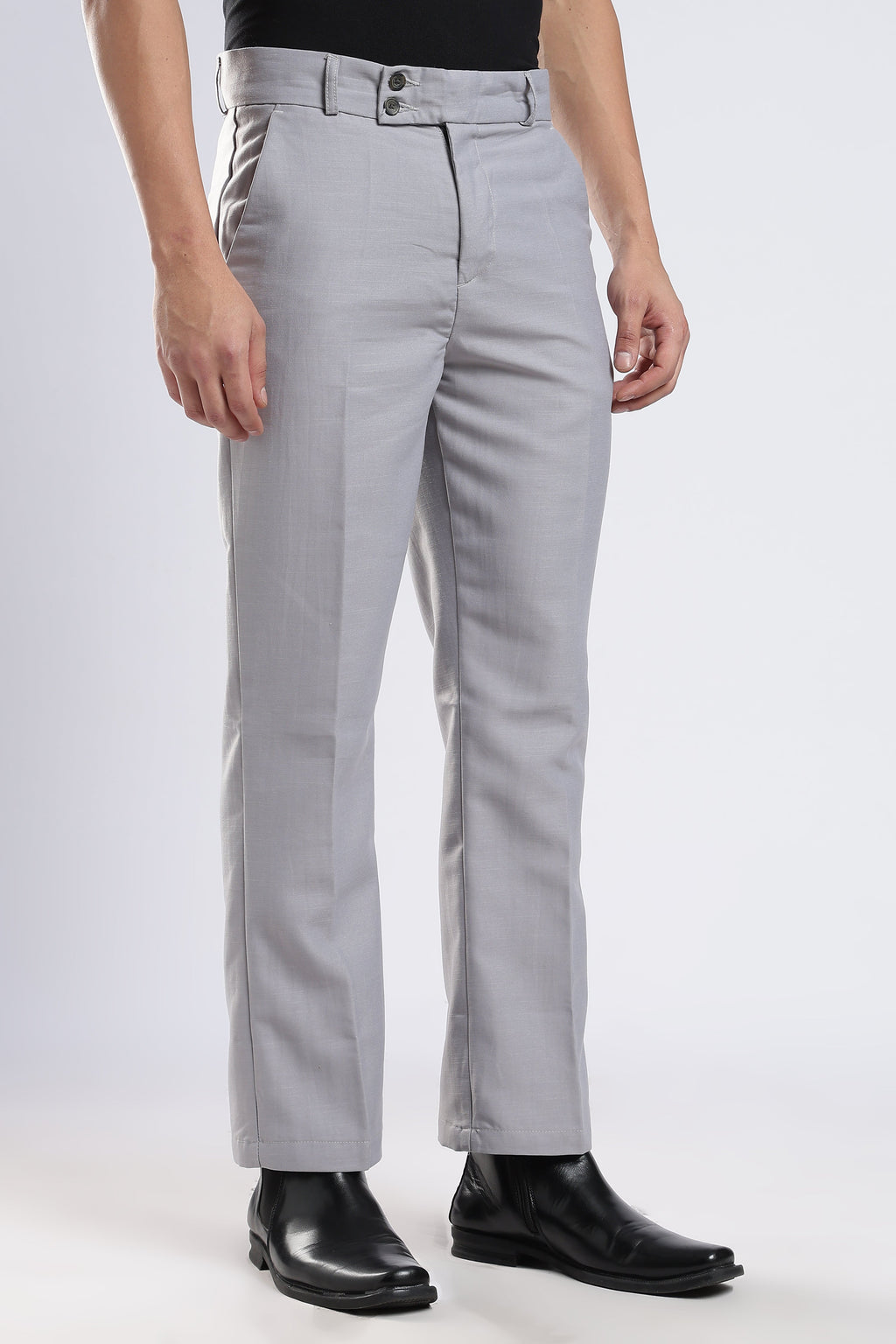 Men Boot Cut Linen Slub-Lt Grey