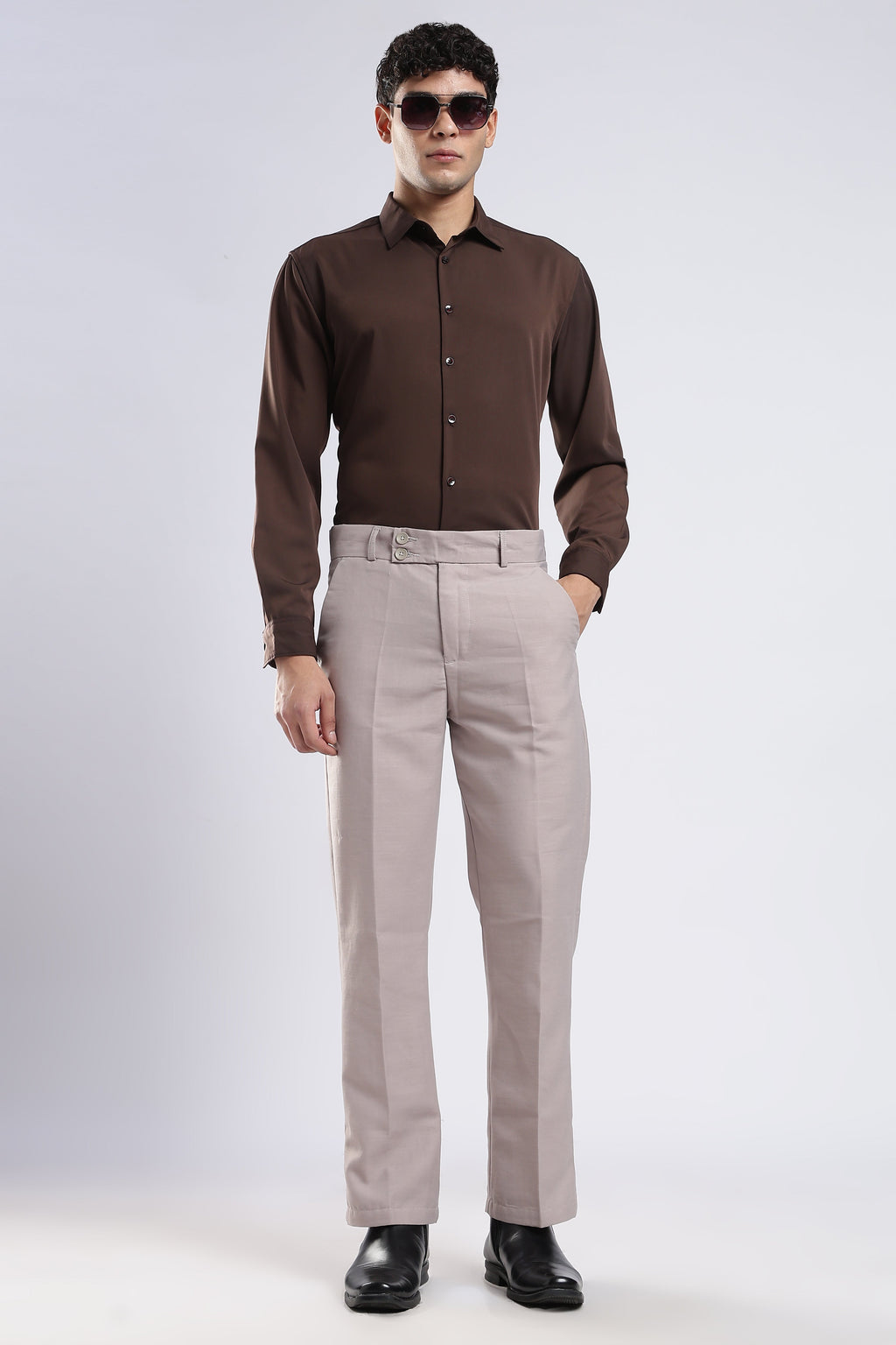 Men Boot Cut Linen Slub-Fawn