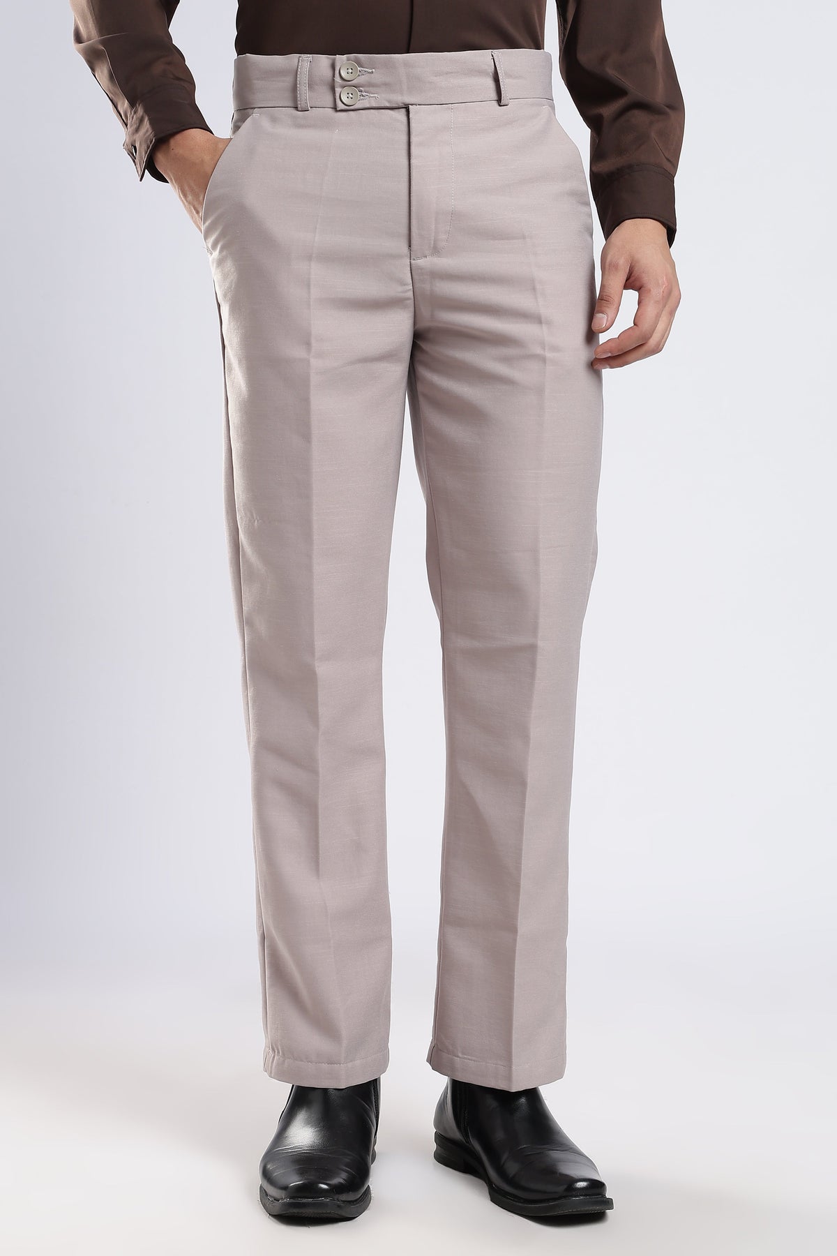 Men Boot Cut Linen Slub-Fawn