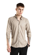 Men Liquid Nylon Plain Shirts-Fawn