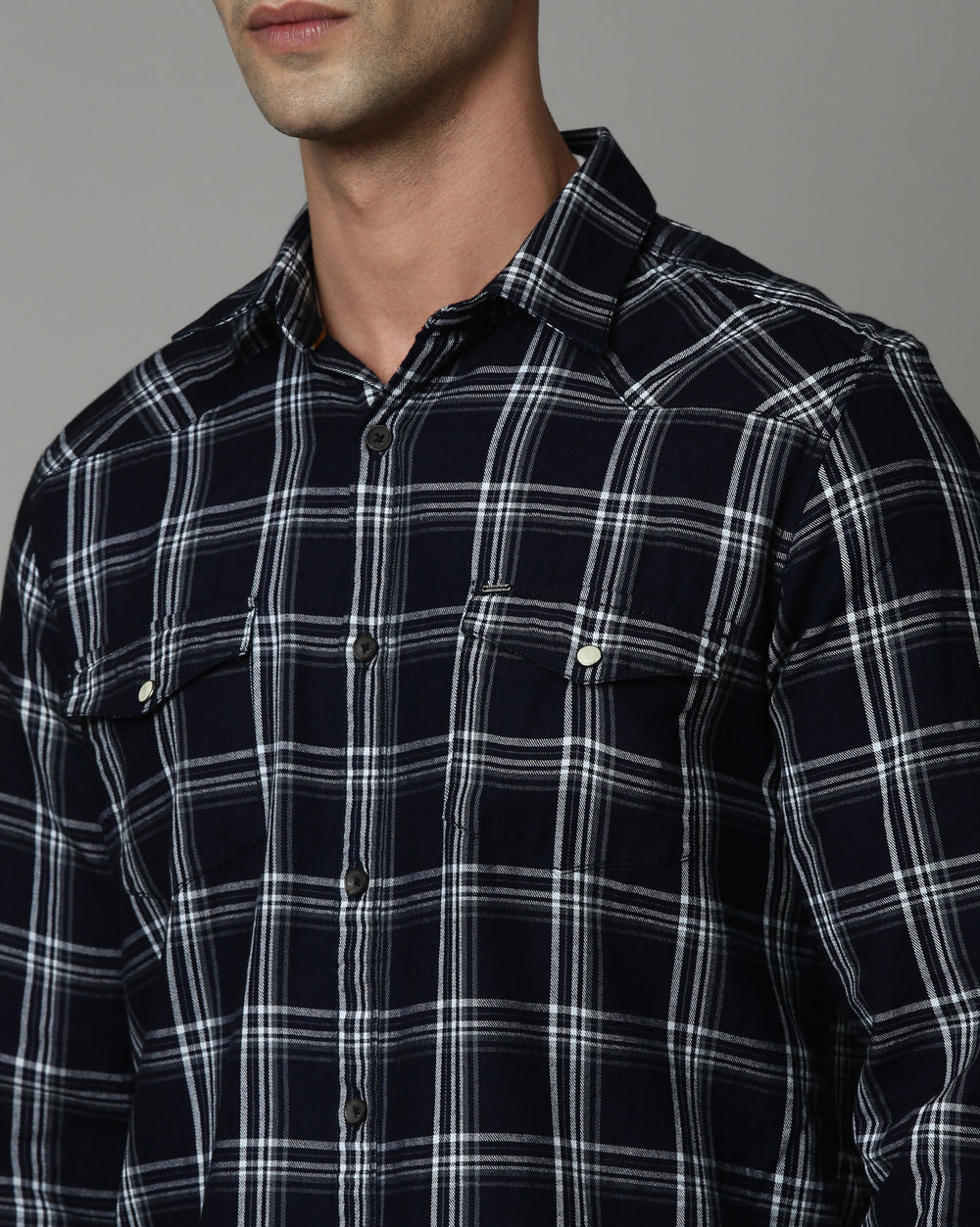 Swing Dark Blue Checkered Shirt