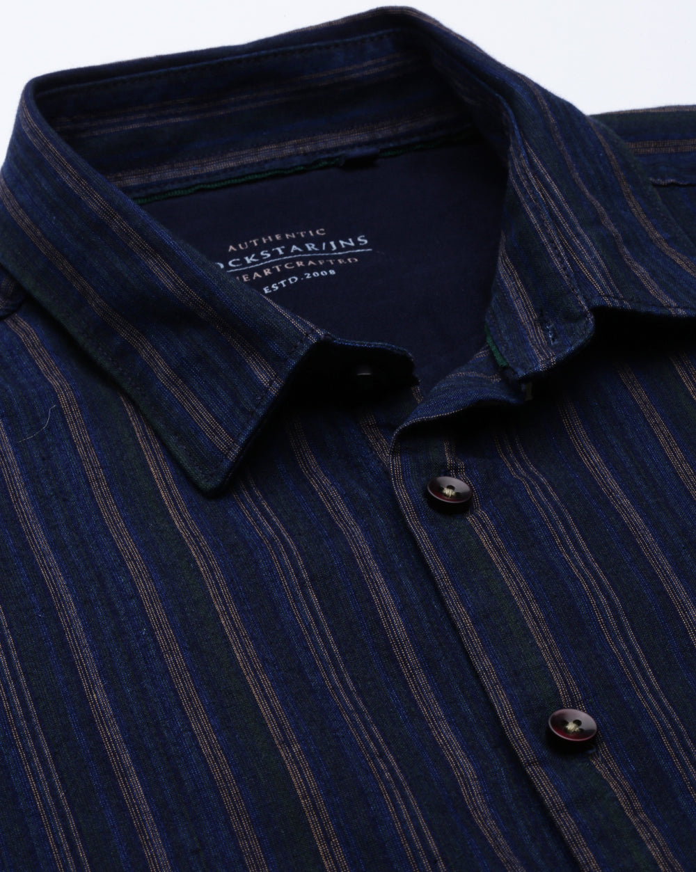 Men's Indigo Beige Striped Shirt