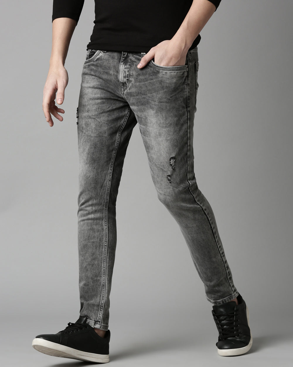 Distressed Grey Denim