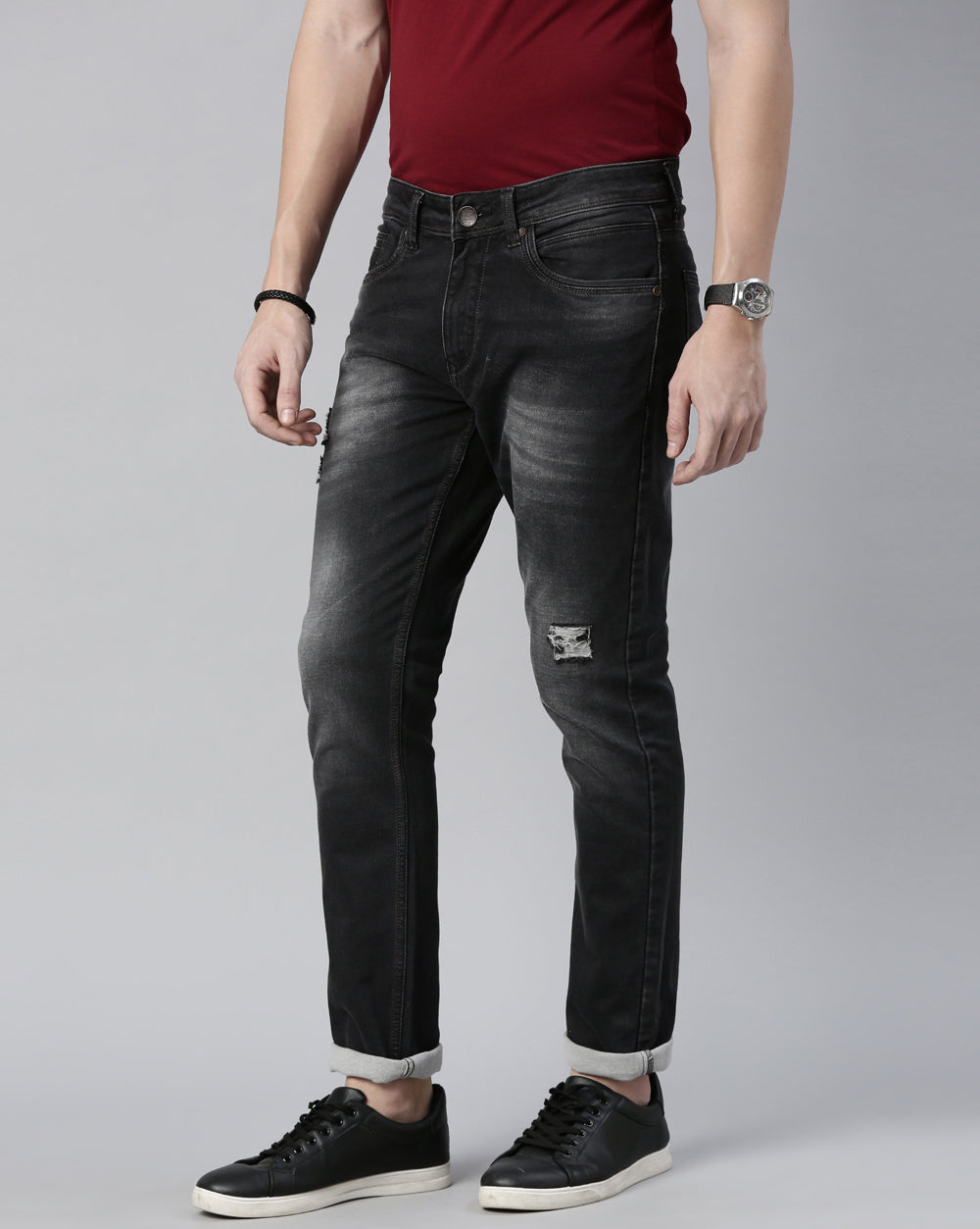 Distressed Black Denim