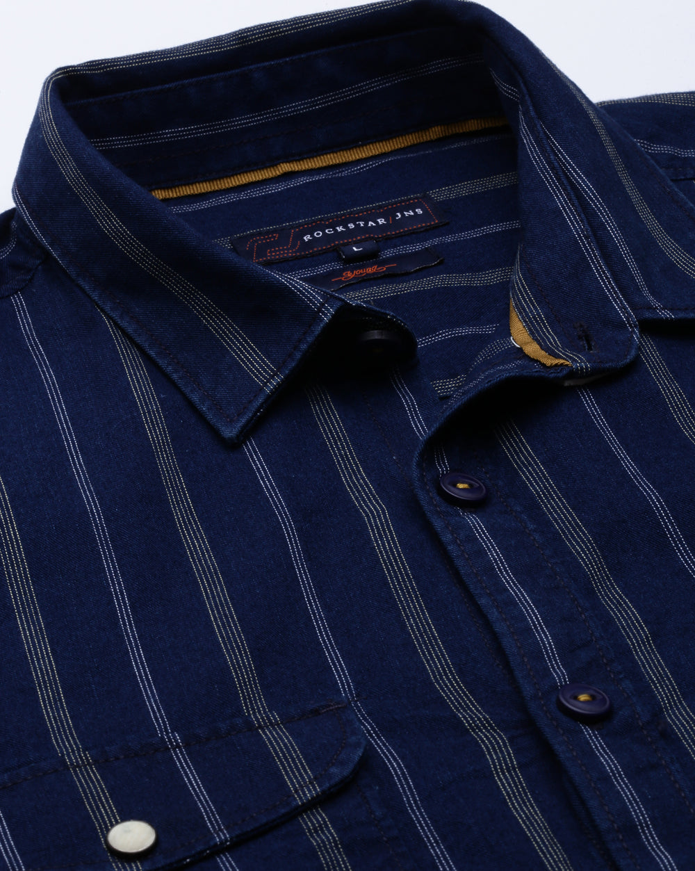 Indigo Double Pocket Striped Shirt
