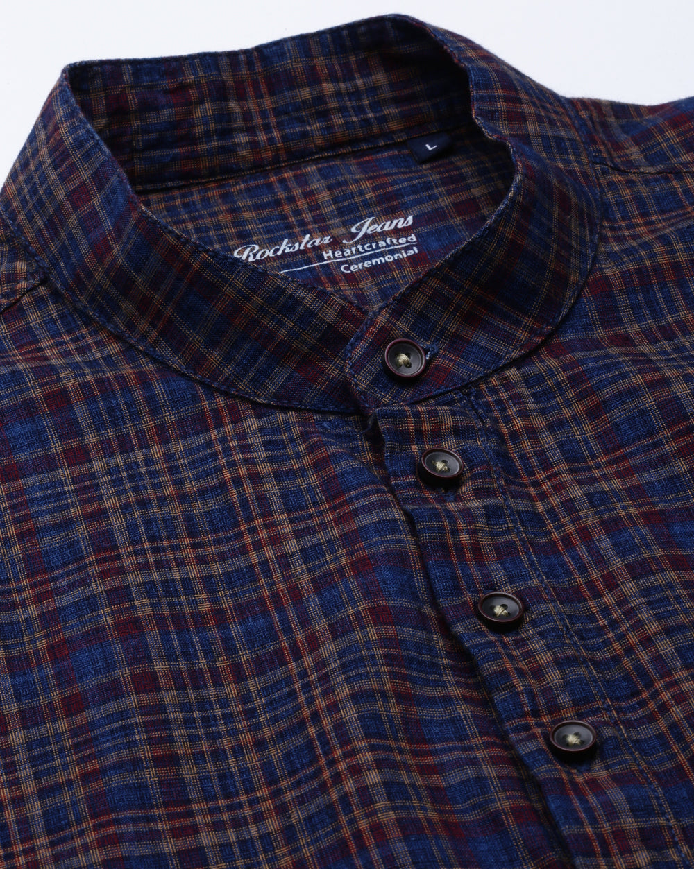 Checkered Indigo Maroon Kurta