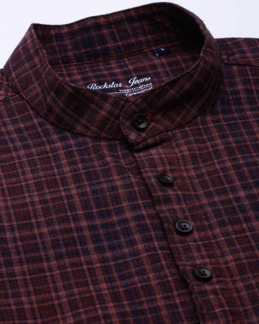 Checkered Kurta Indigo Rust