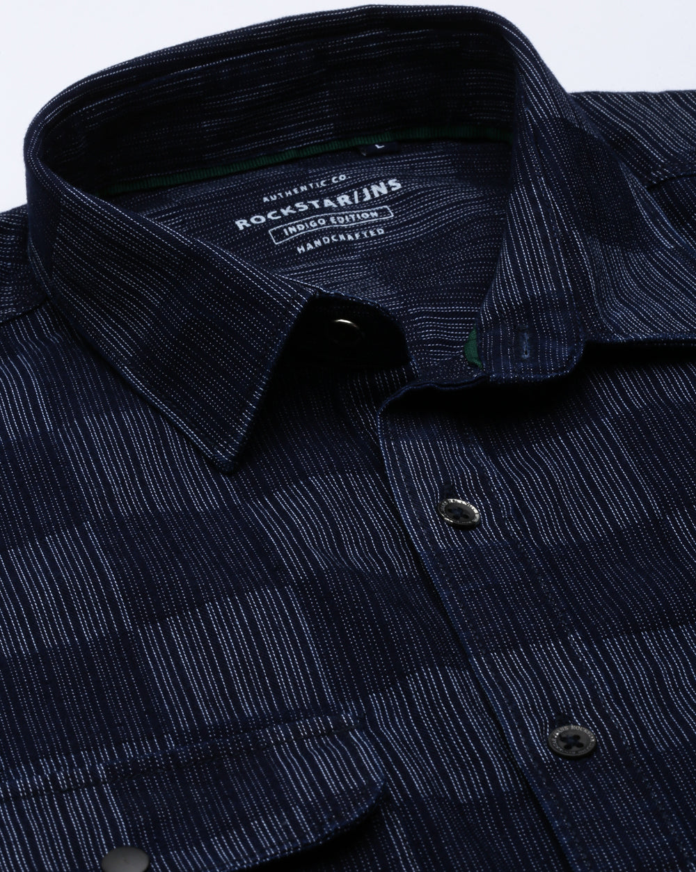 Indigo Double Pocket Checkered Shirt