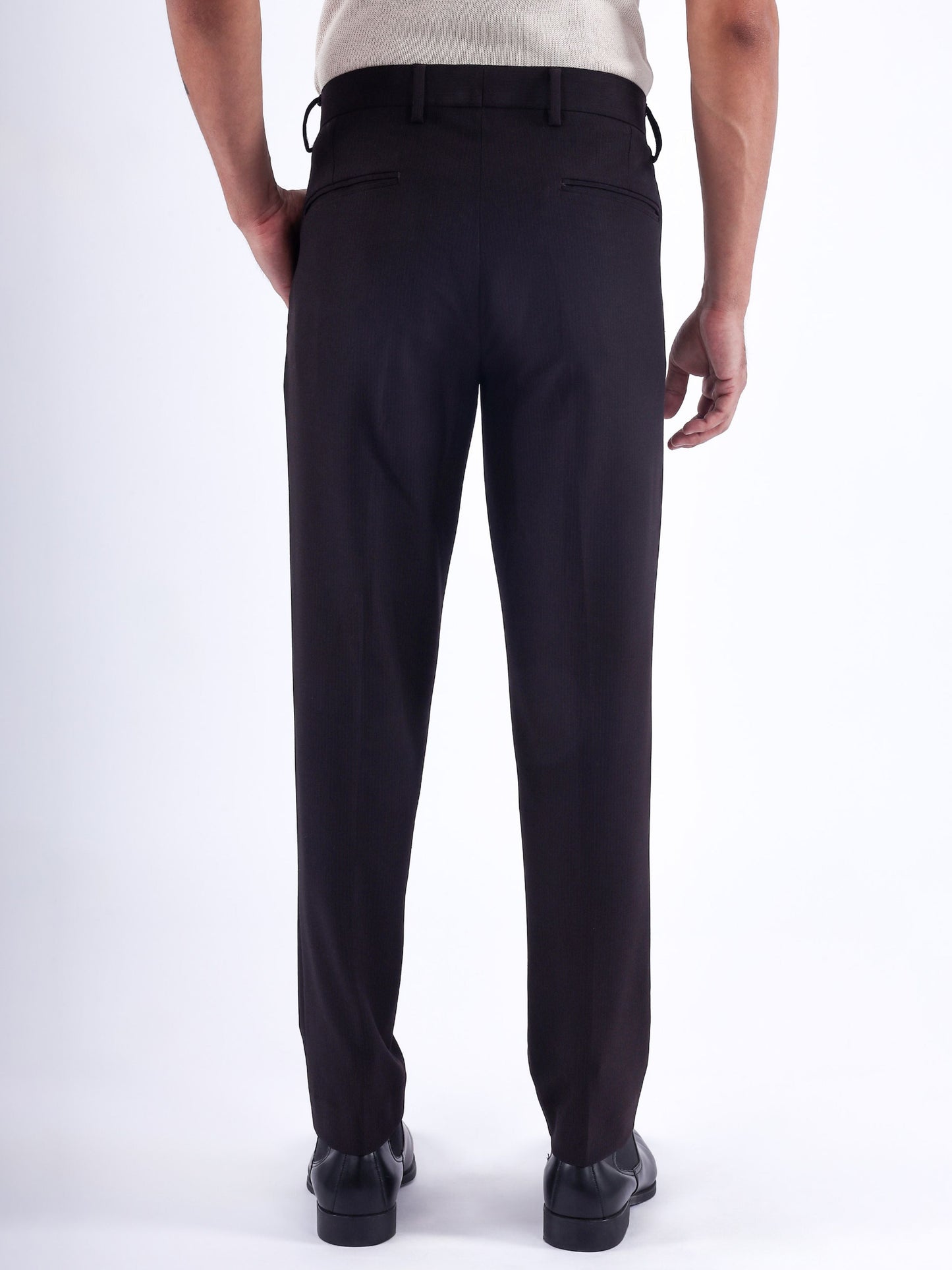 Stretch Easy Striped Formal Pants In Wine