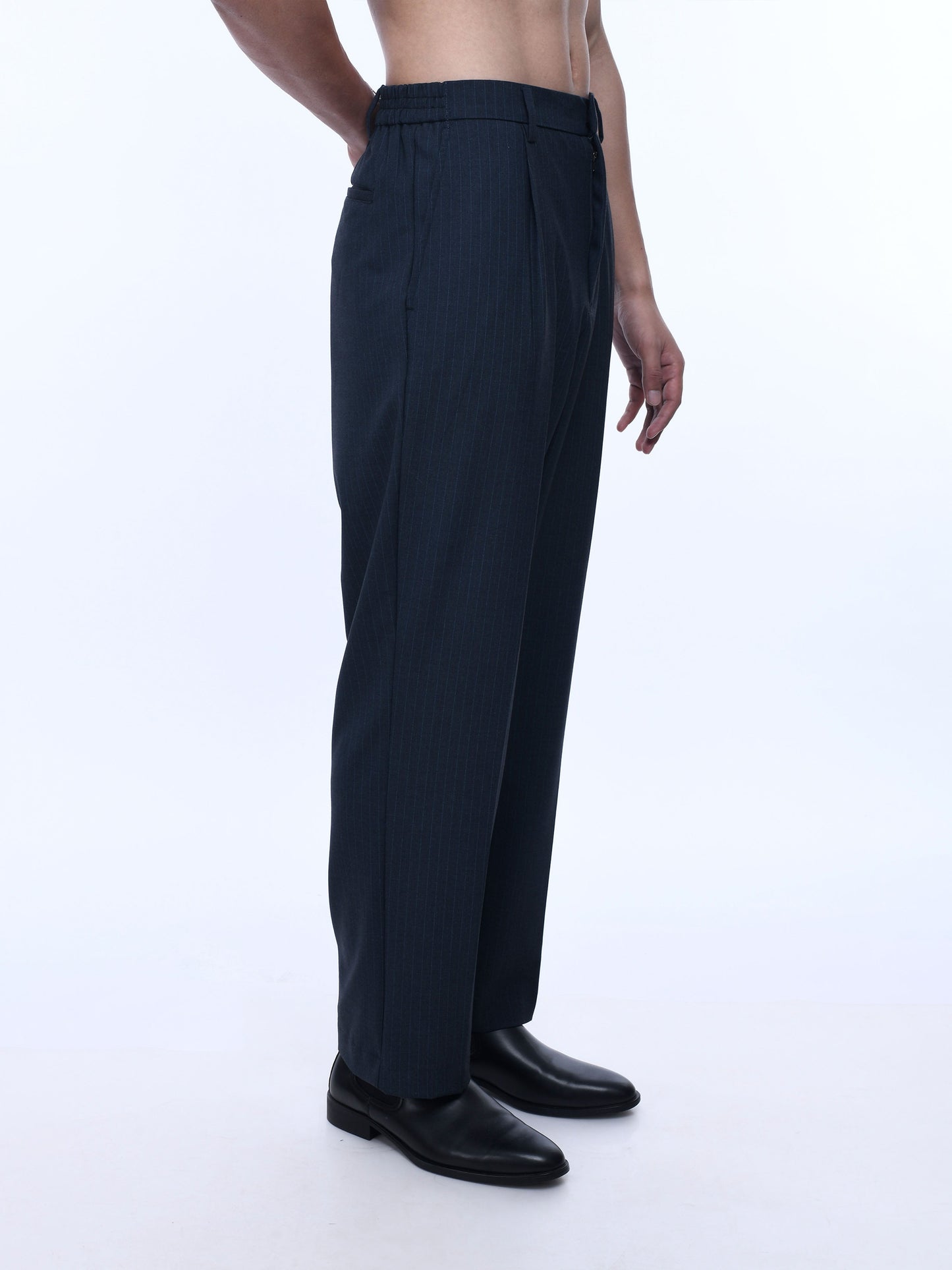 Soft Miracle Navy Striped Relaxed Pants