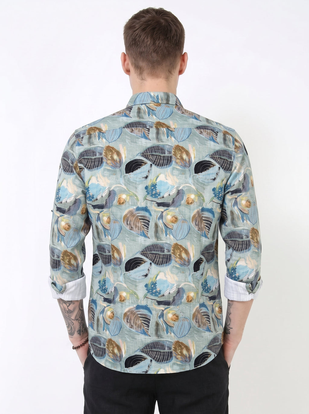 Blue Botanical Print Shirt