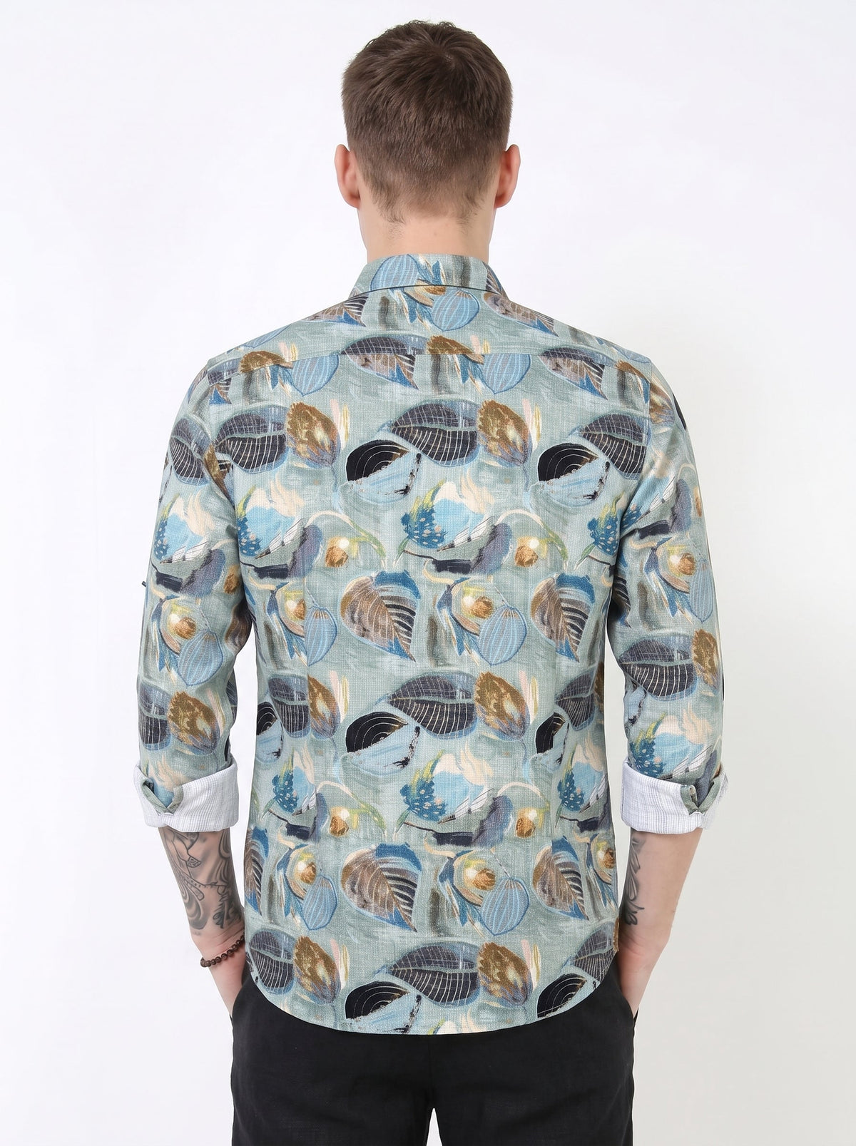 Blue Botanical Print Shirt