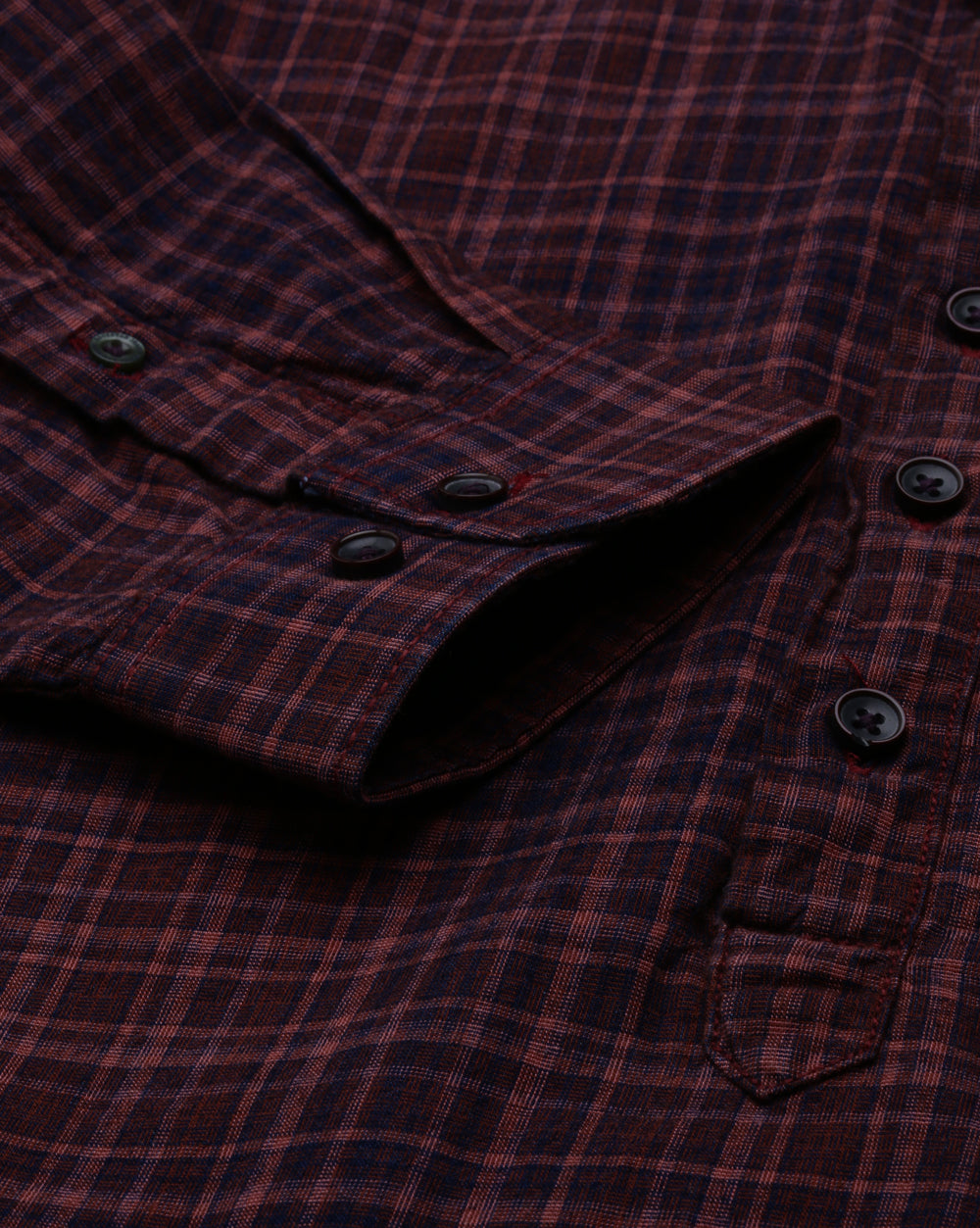 Checkered Kurta Indigo Rust