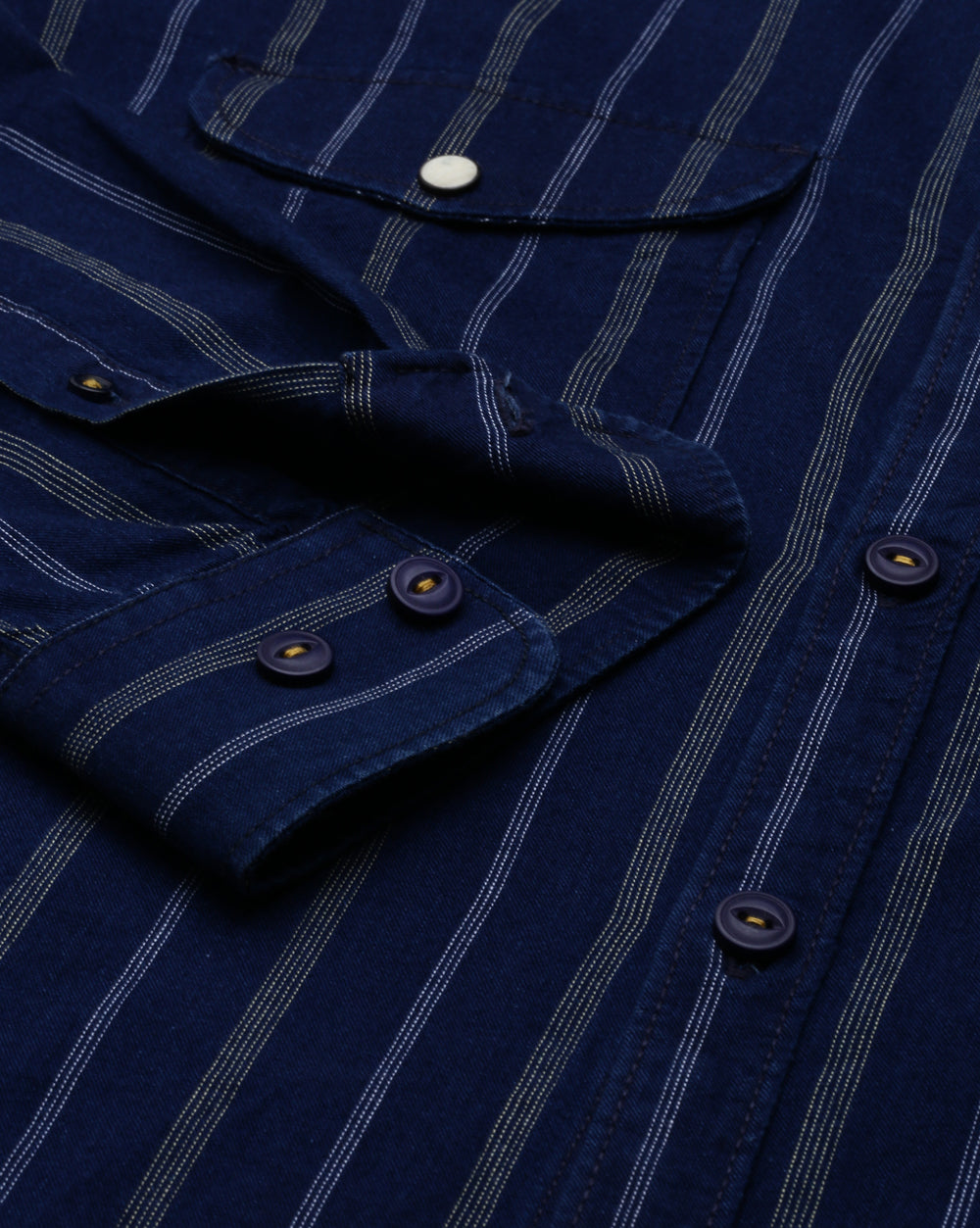 Indigo Double Pocket Striped Shirt