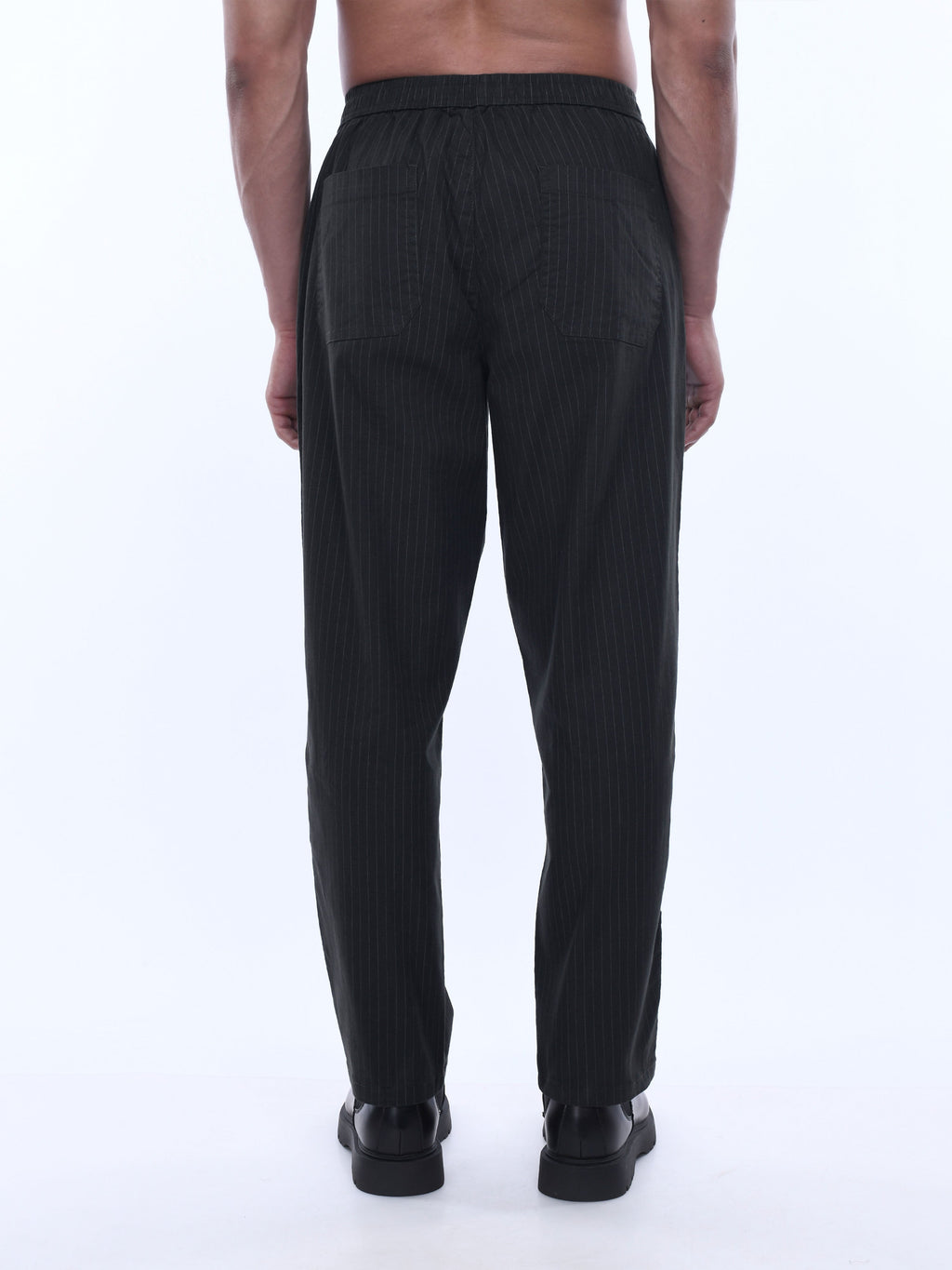 Relaxed Striped Olive Cotton Pants