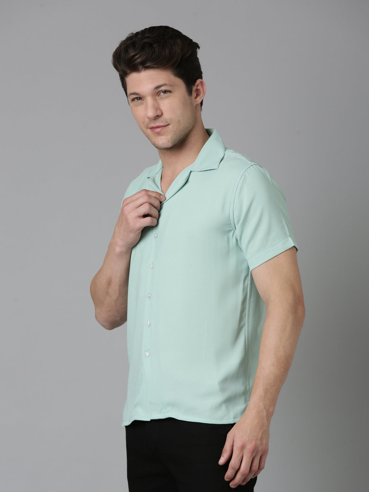 Men Hippie Oversized Shirt-Mint