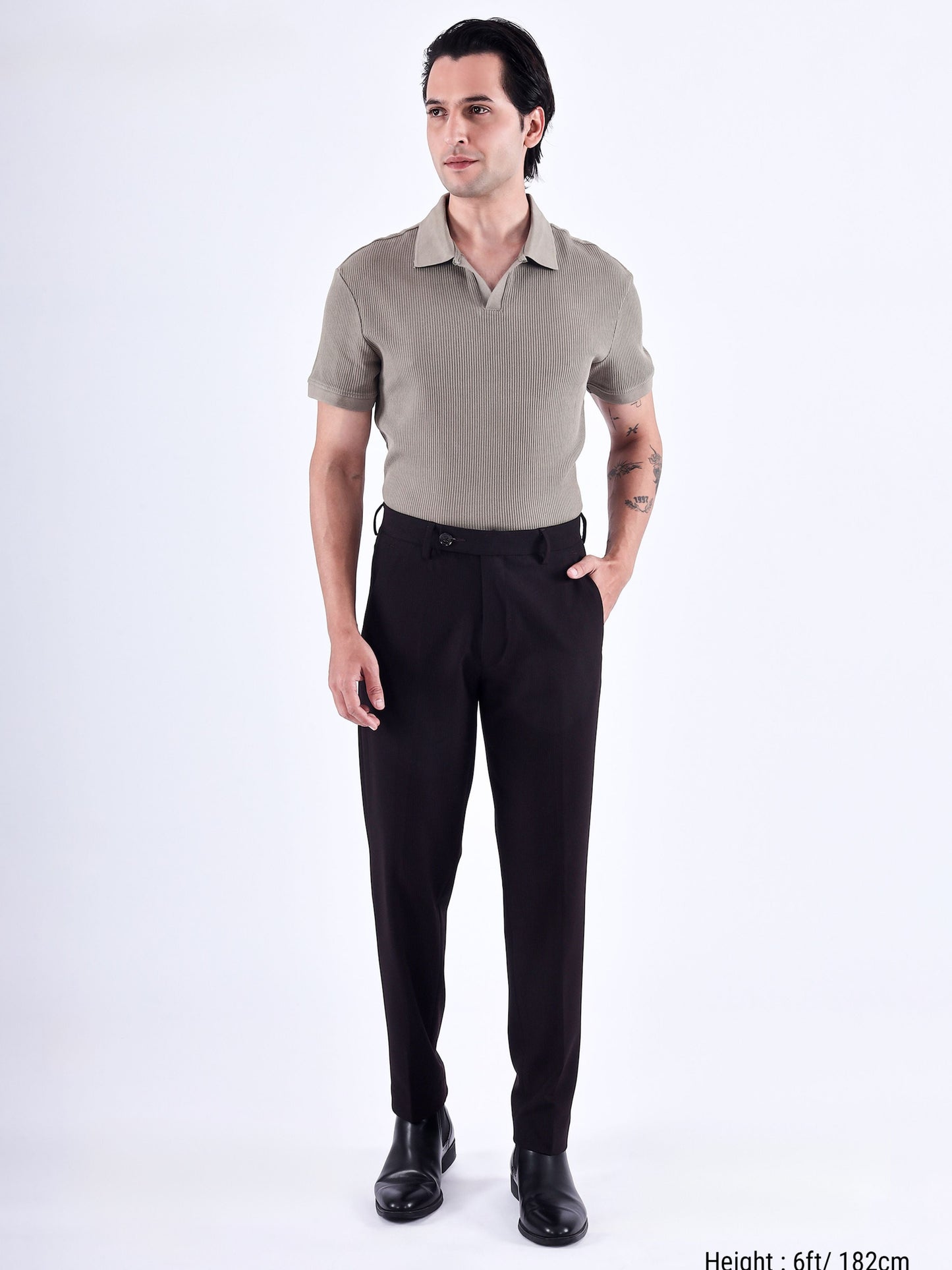Stretch Easy Striped Formal Pants In Wine