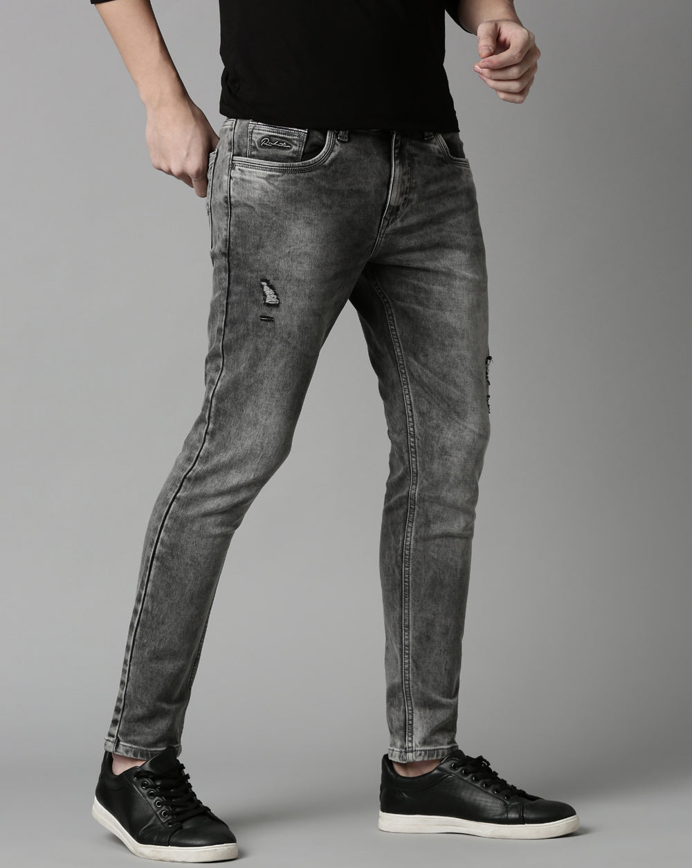 Distressed Grey Denim