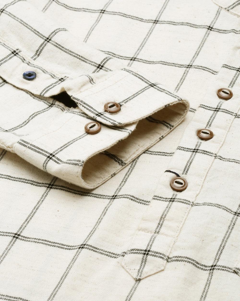 Natural Checkered Kurta Ecru