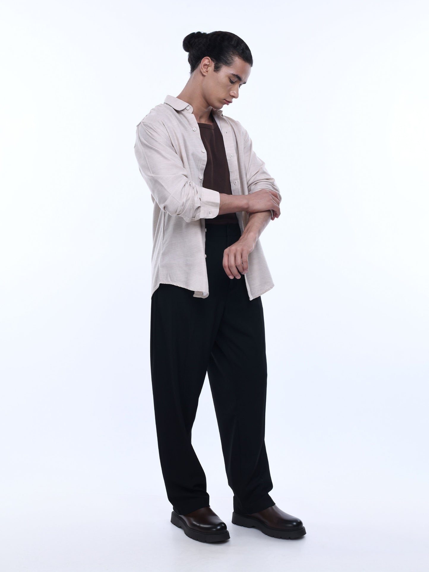 Soft Handle Relaxed Black Trousers