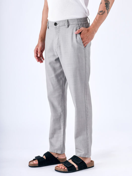 Premium Knitted Tailored Trousers In Grey