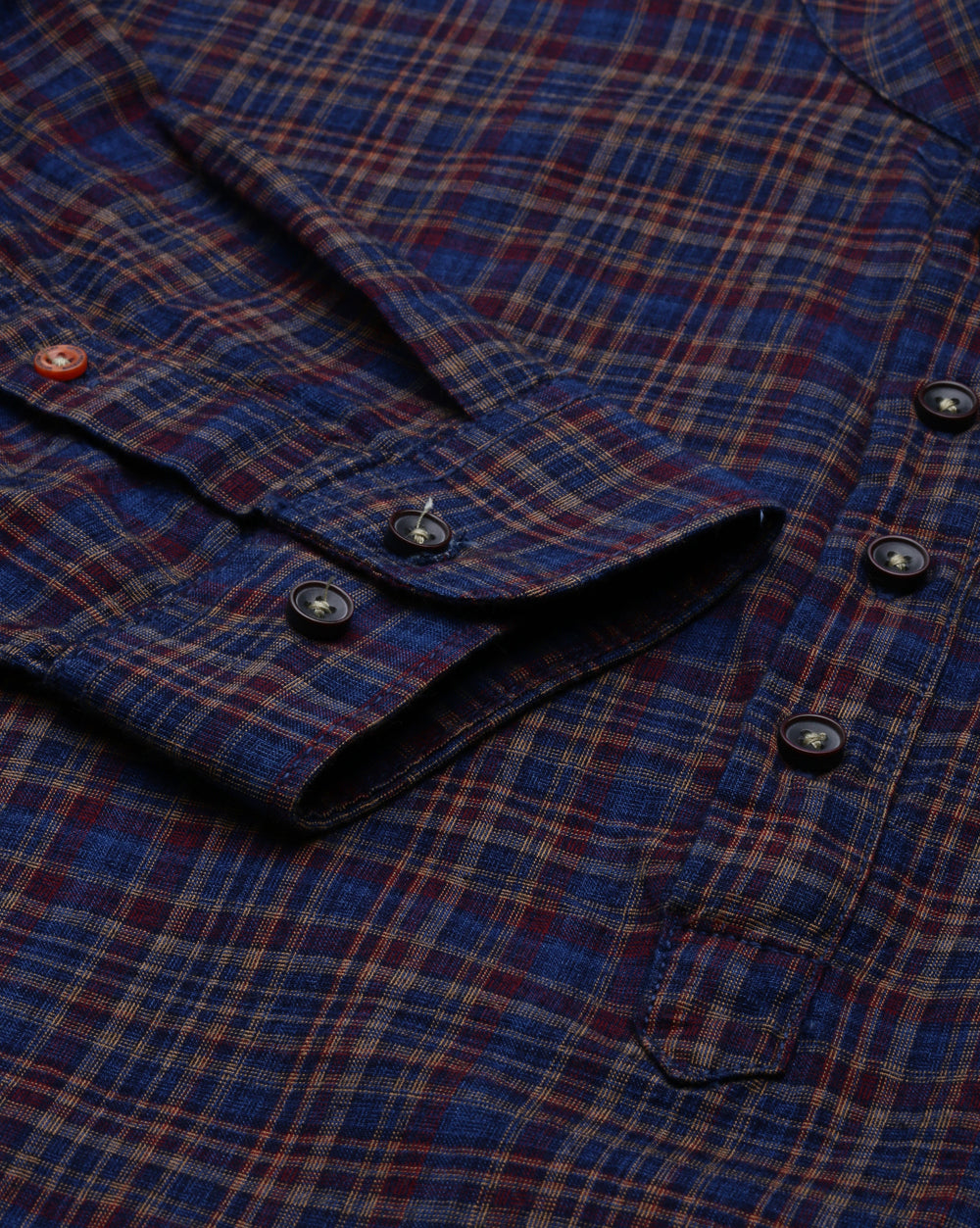 Checkered Indigo Maroon Kurta