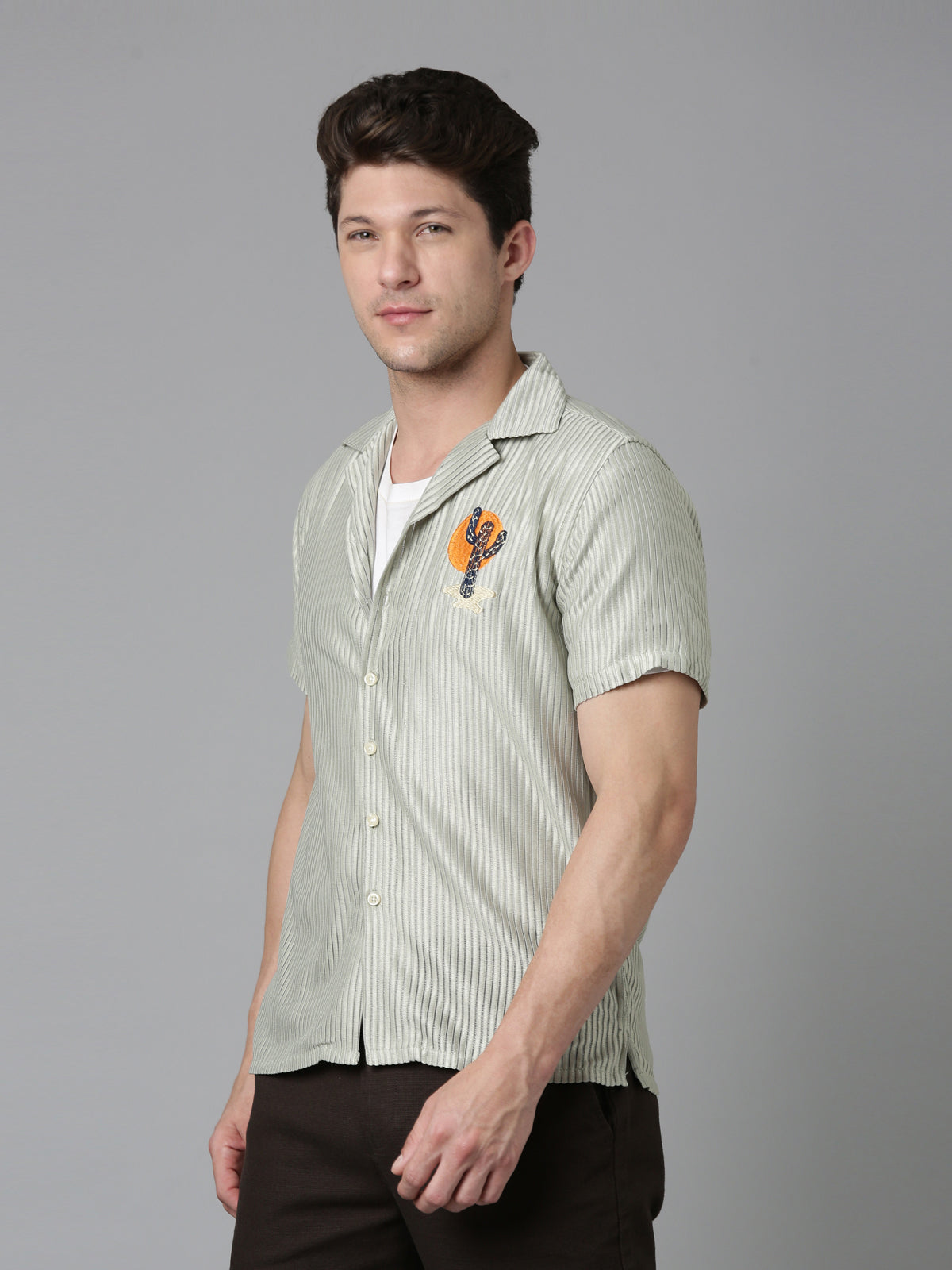 Men E Stripes Shirt - Fern